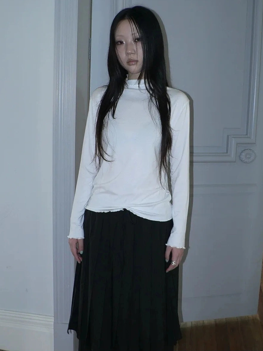 ang project Stacked Neck Slim Fit Long Sleeve T-shirt T-shirt