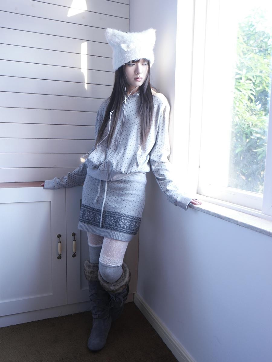 ang project Star Polka Dot Lace Trim Long Sleeve Women&