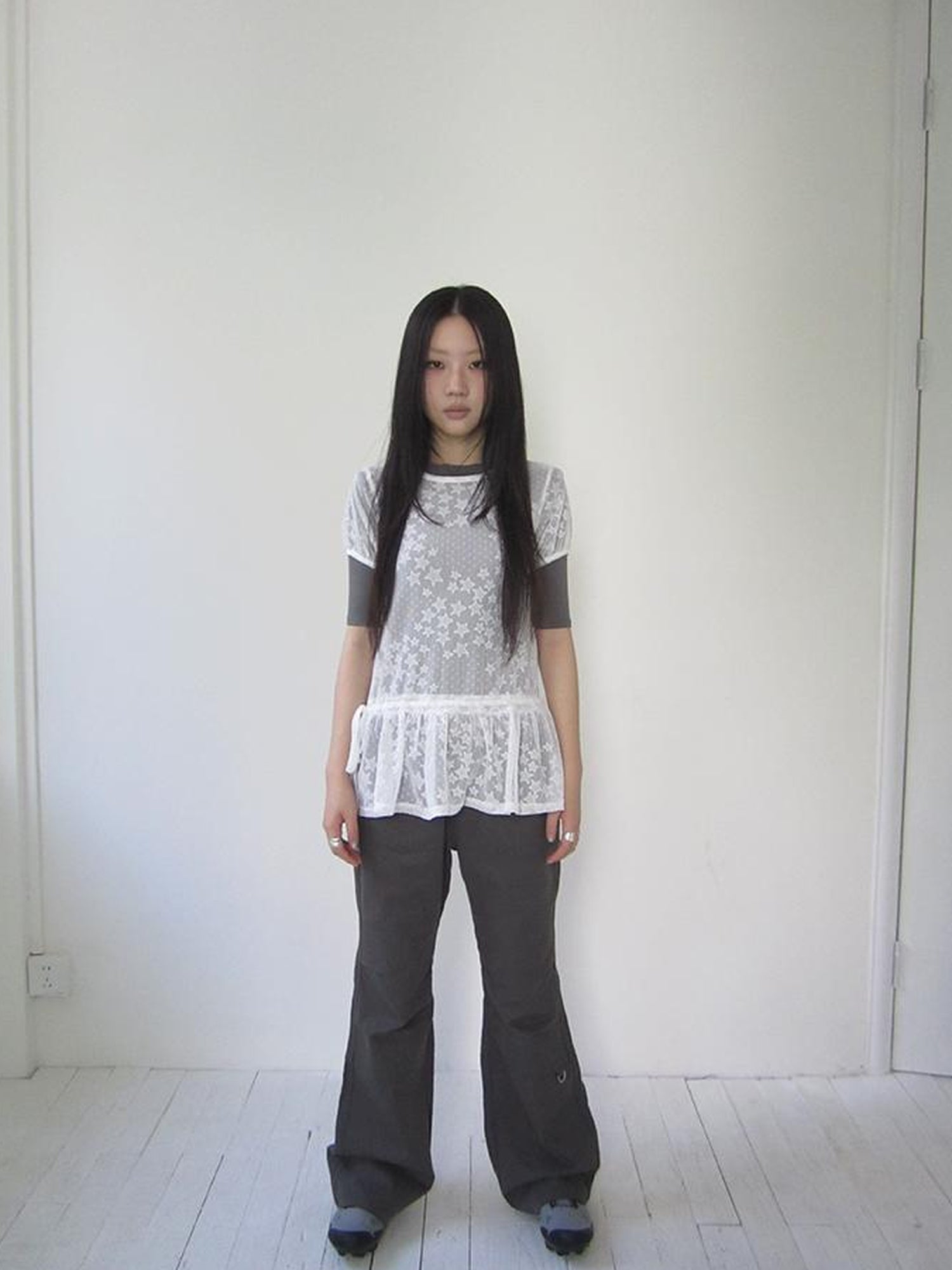 Updateang project Star Print Lace Top With Drawstring Waist