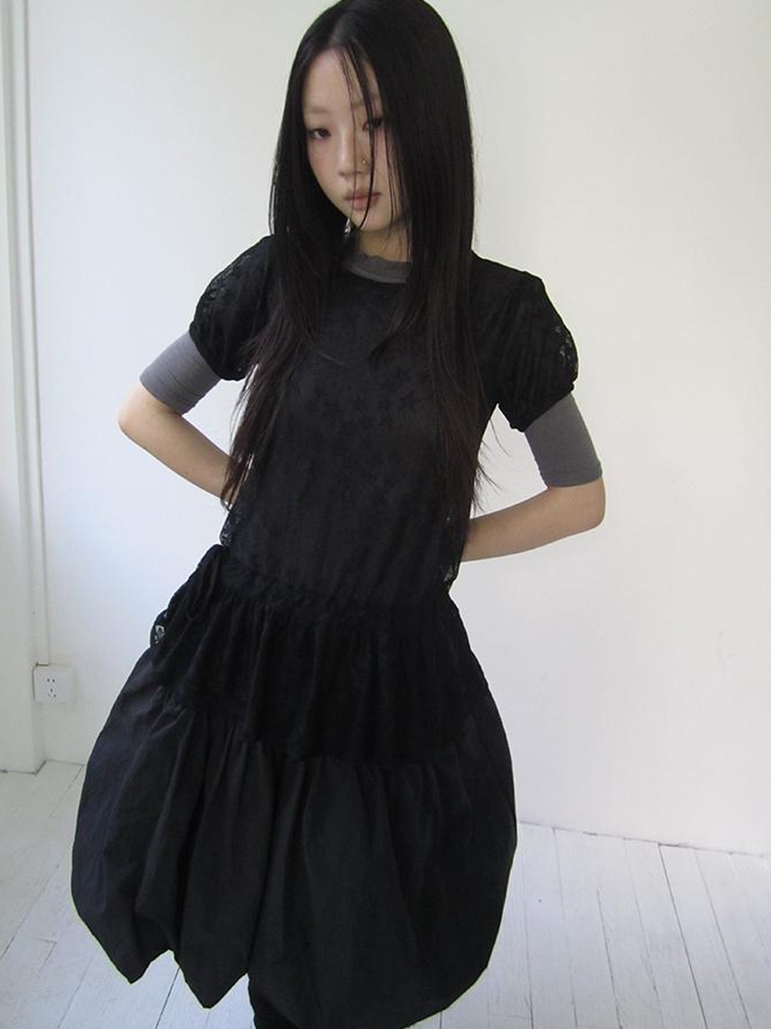 Updateang project Star Print Lace Top With Drawstring Waist