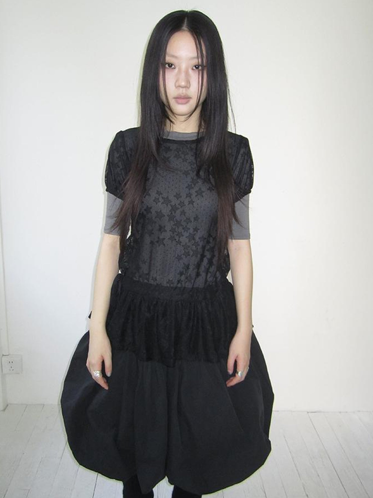 Updateang project Star Print Lace Top With Drawstring Waist