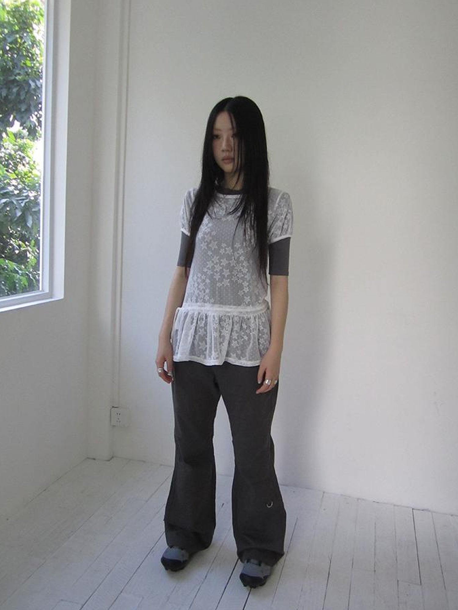 Updateang project Star Print Lace Top With Drawstring Waist
