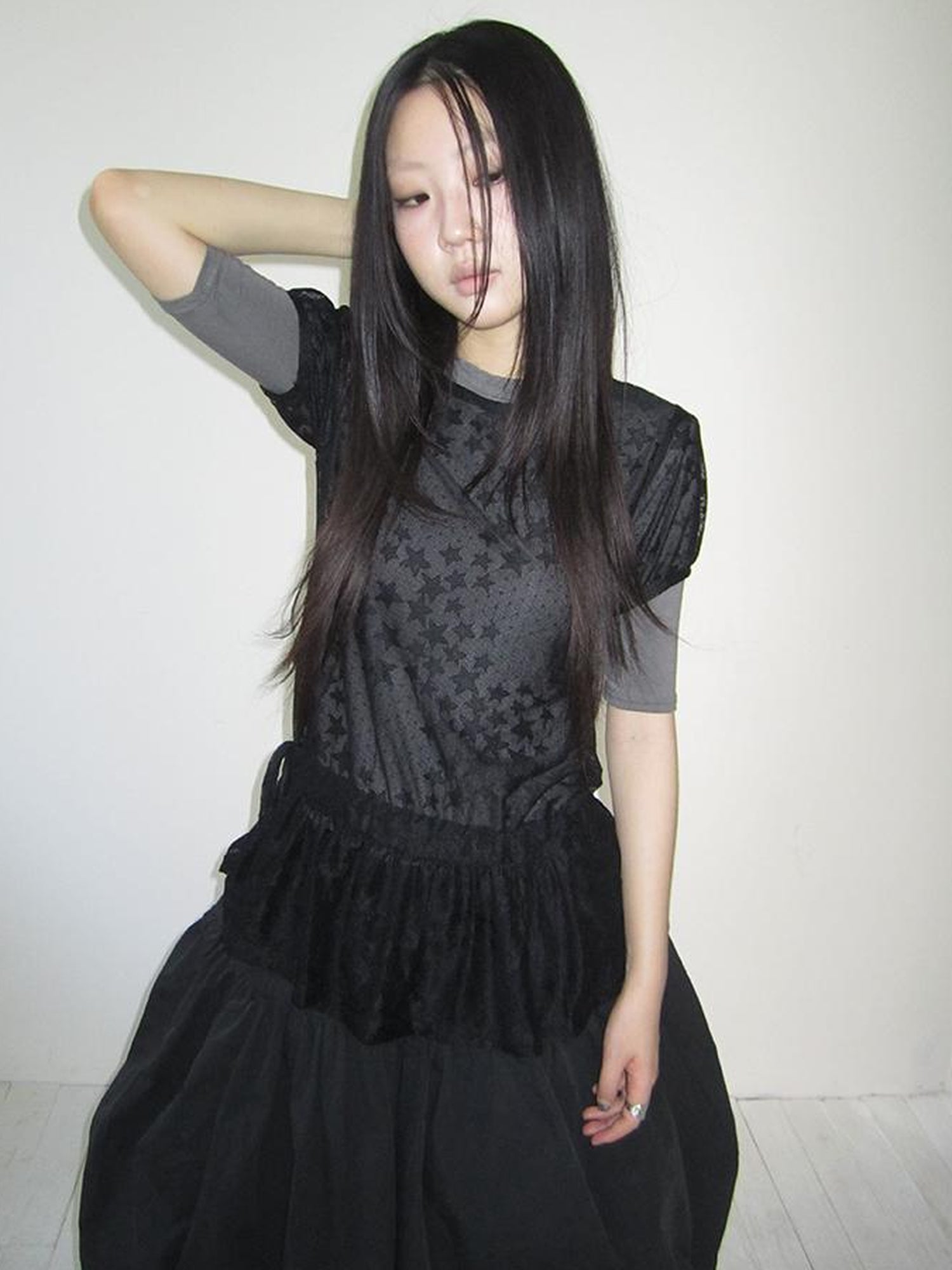Updateang project Star Print Lace Top With Drawstring Waist