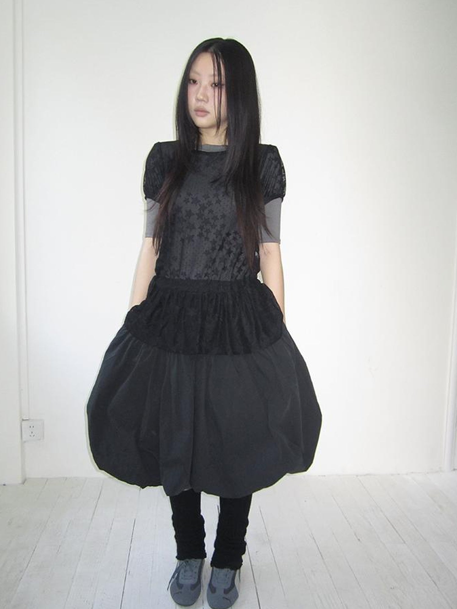 Updateang project Star Print Lace Top With Drawstring Waist