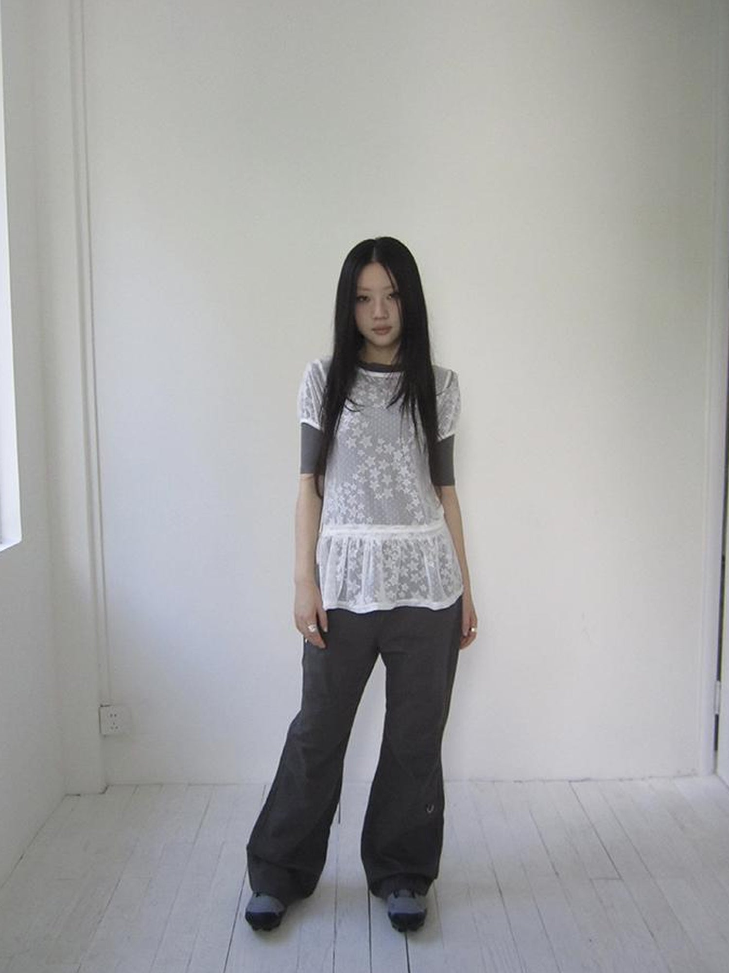 Updateang project Star Print Lace Top With Drawstring Waist