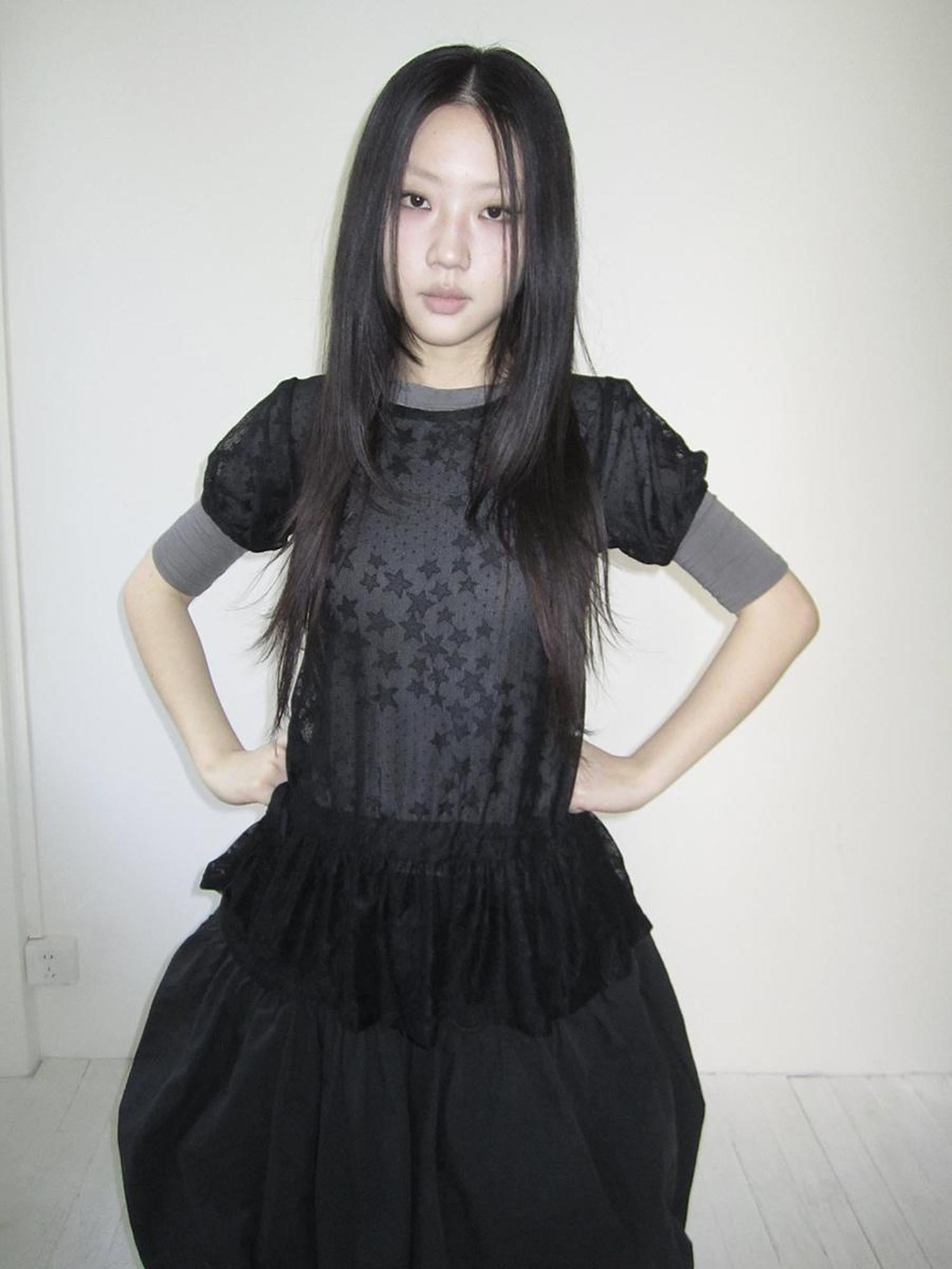Updateang project Star Print Lace Top With Drawstring Waist