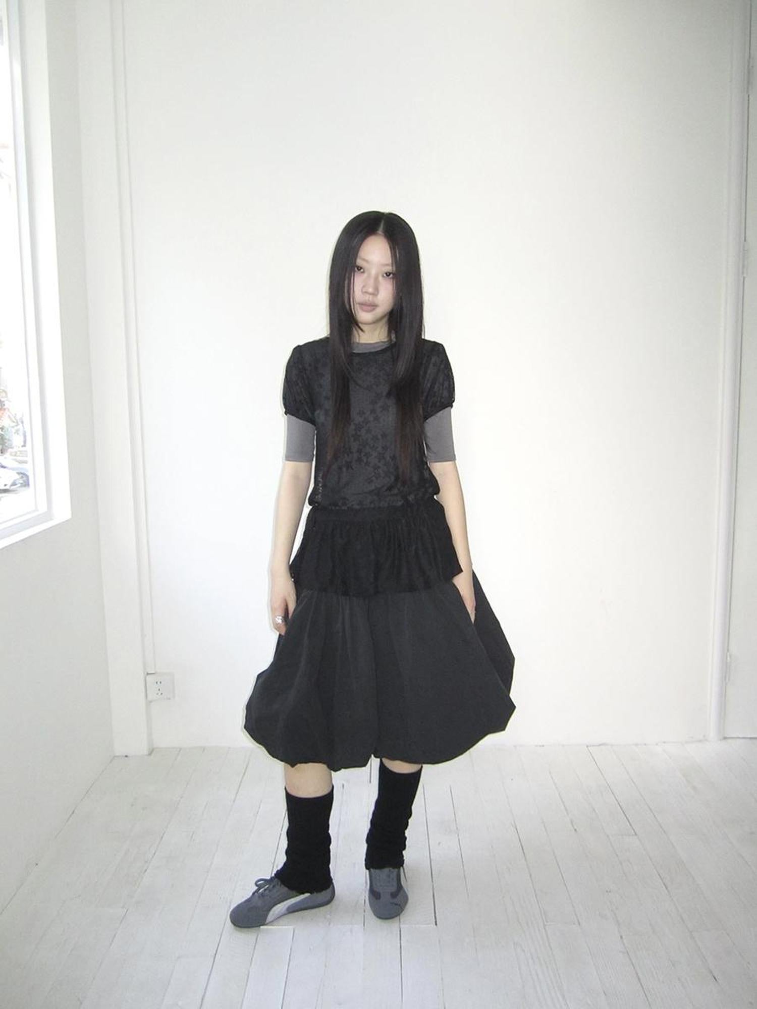 Updateang project Star Print Lace Top With Drawstring Waist