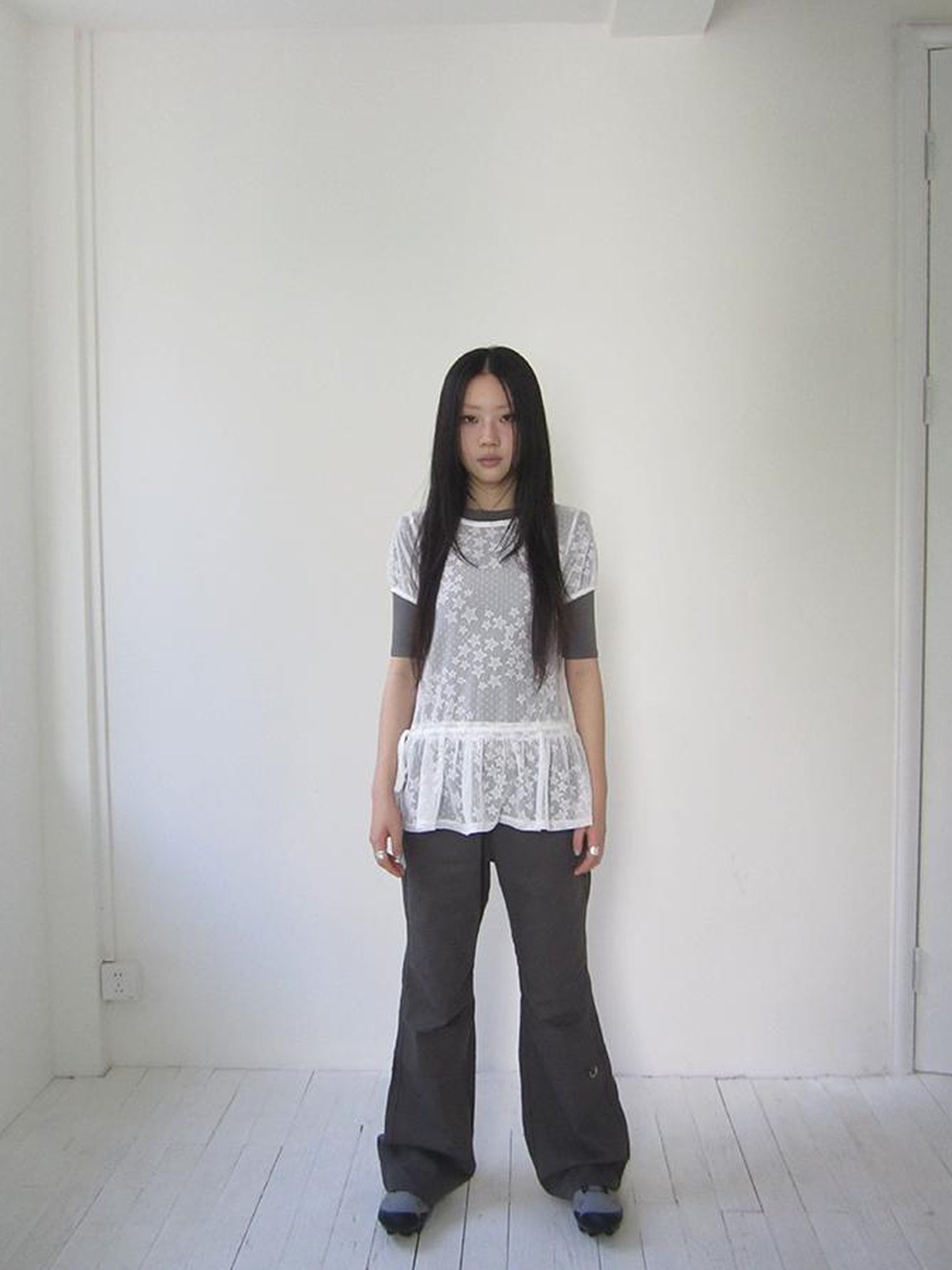 Updateang project Star Print Lace Top With Drawstring Waist