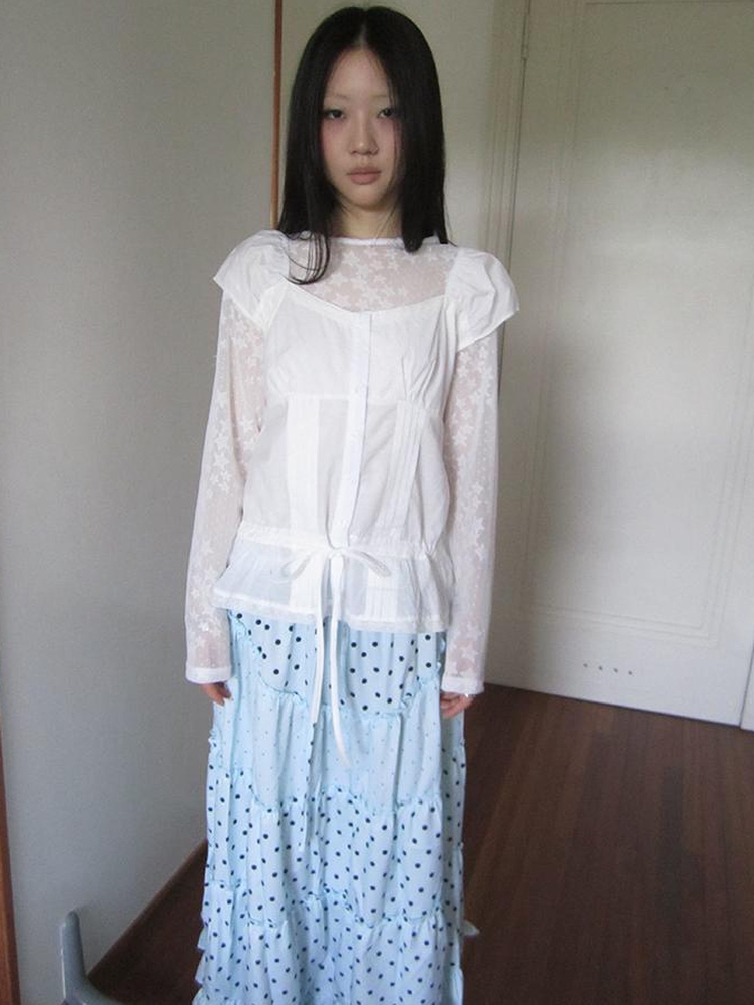 Updateang project Star Sheer Layering Tee Summer Lightweight Long Sleeve Top