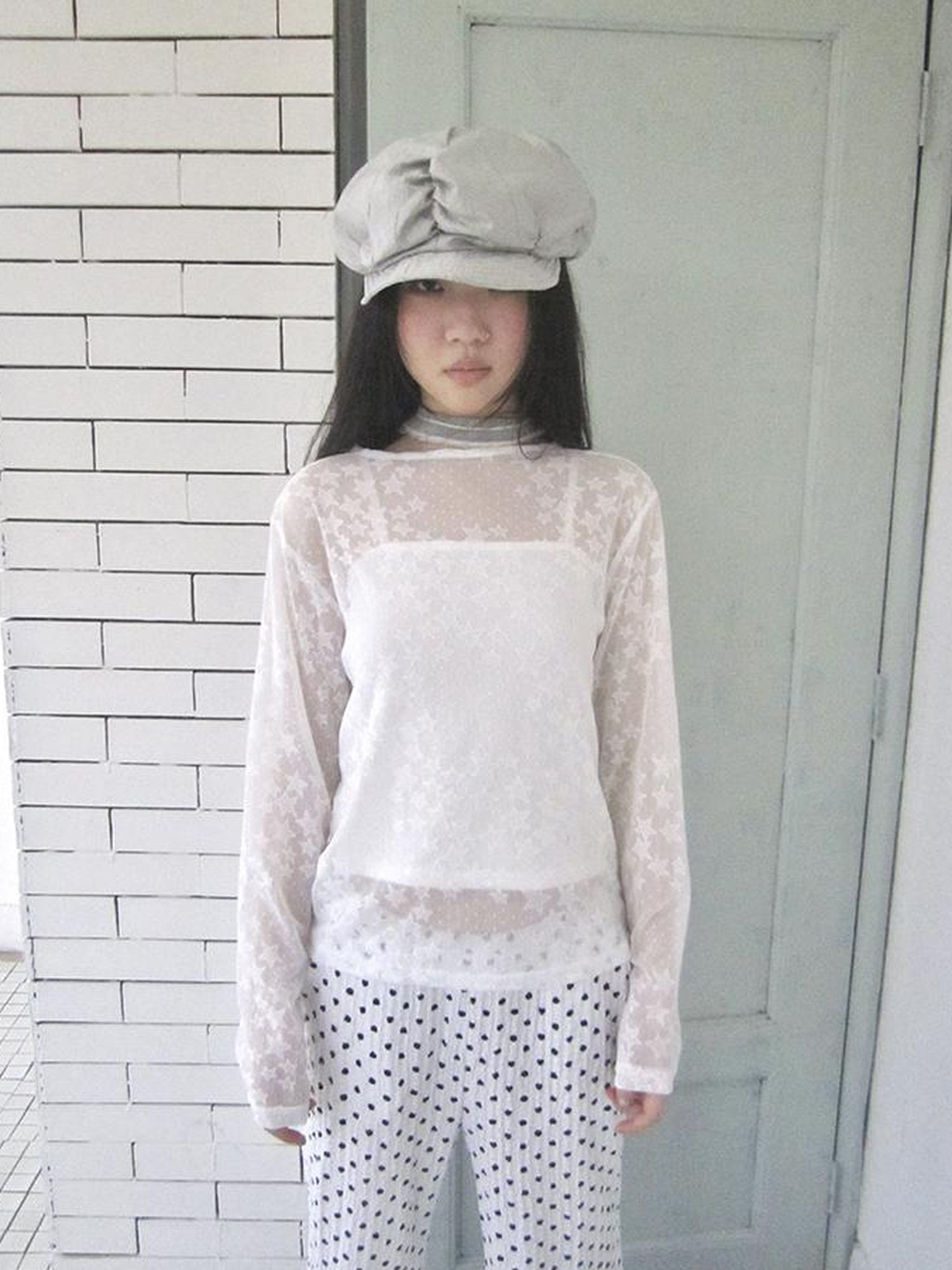 Updateang project Star Sheer Layering Tee Summer Lightweight Long Sleeve Top