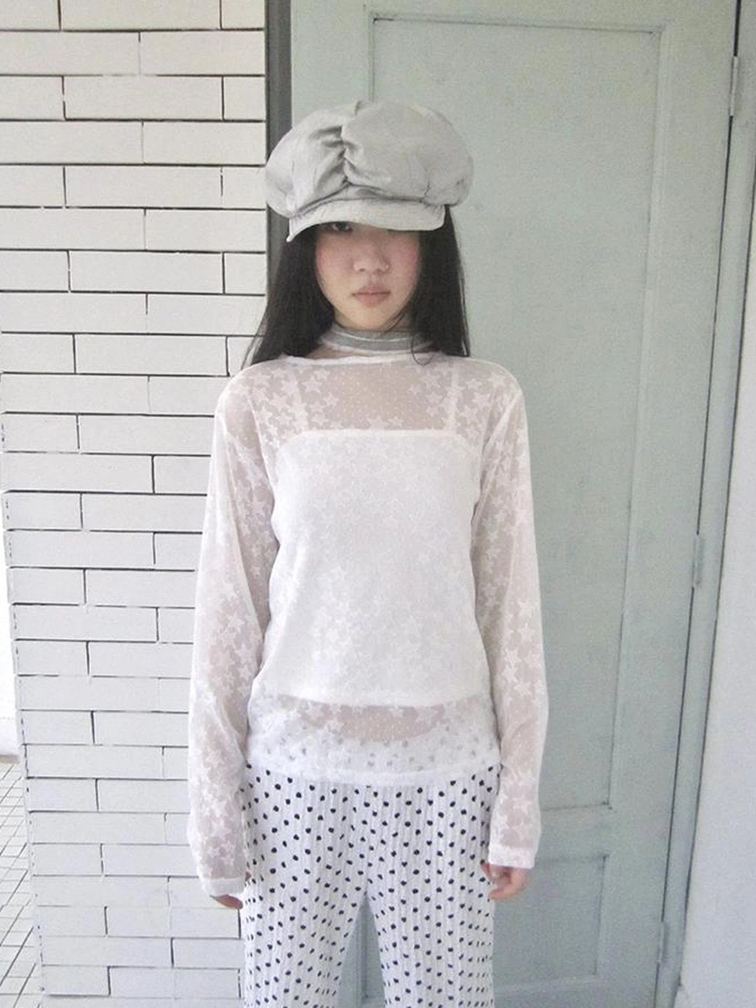 Star Sheer Layering Tee Summer Lightweight Long Sleeve Top