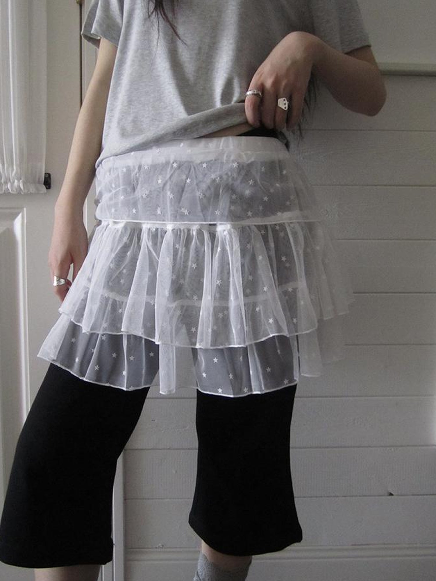 ang project Starry Ballet Mesh Overlay Skirt