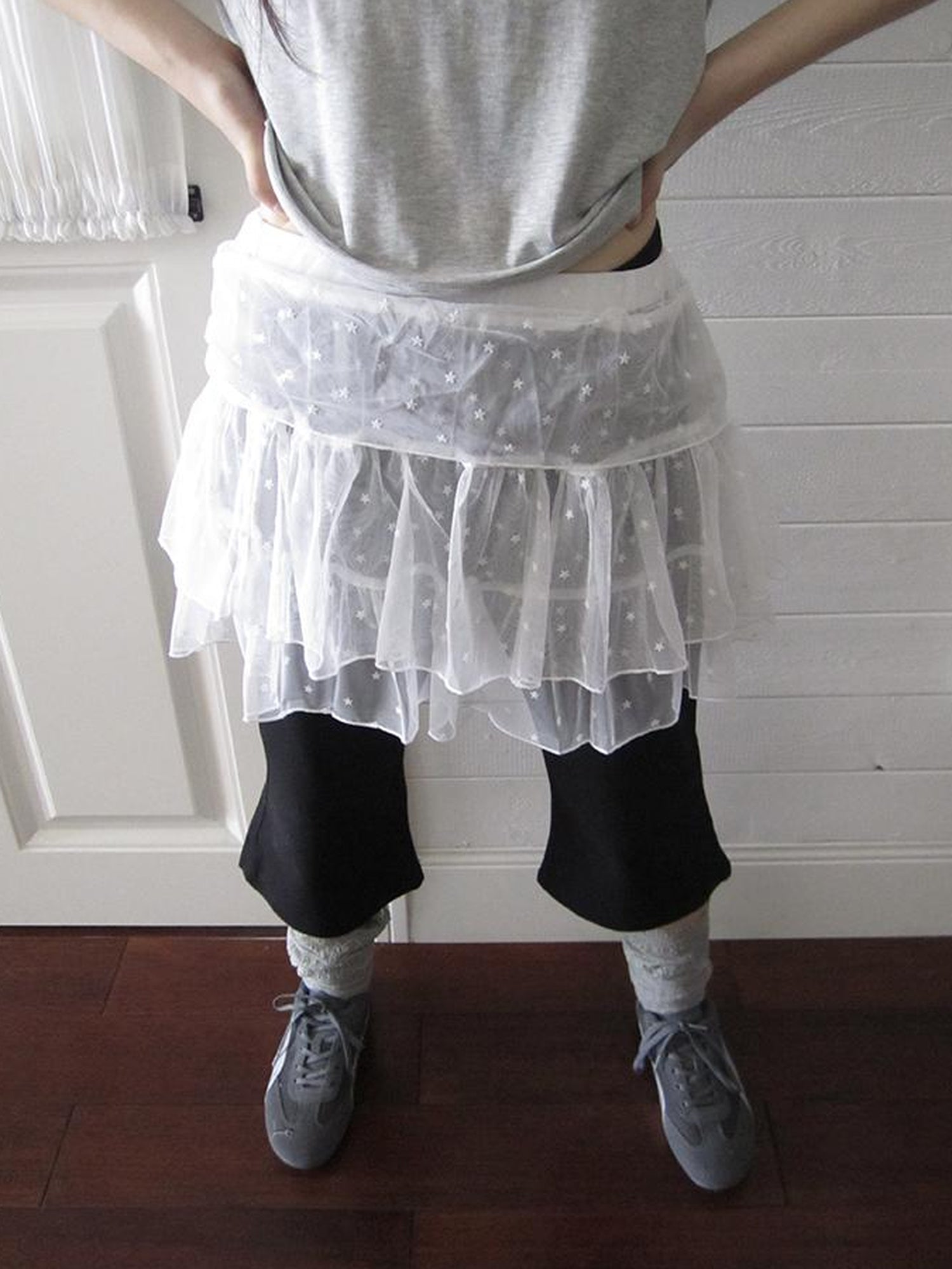 ang project Starry Ballet Mesh Overlay Skirt