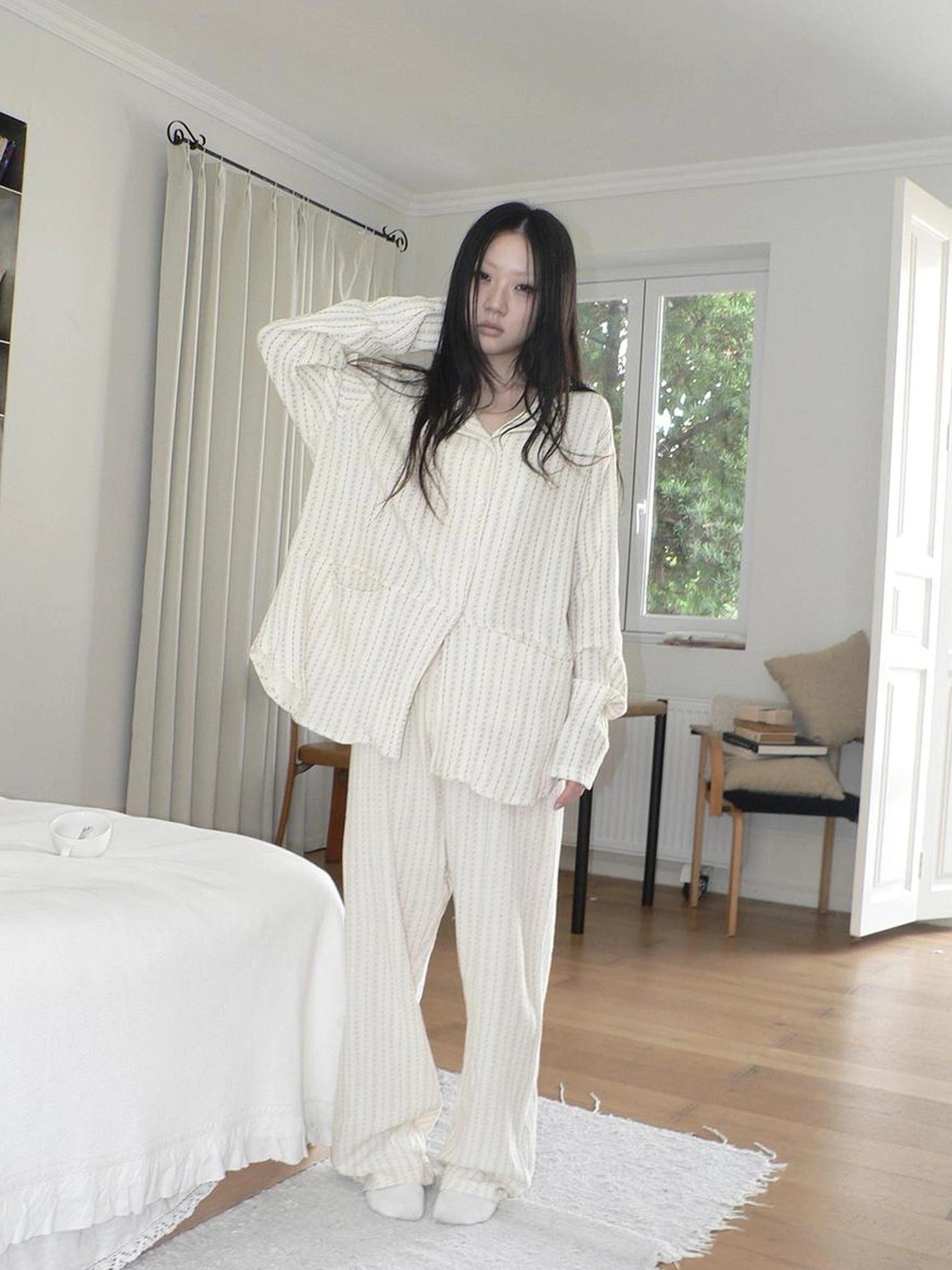 ang project Stars Print Double Gauze Pajama Set Hoodies/Sweatshirt