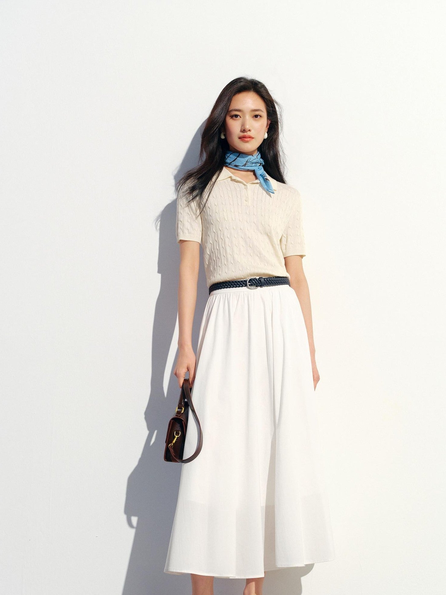 ang project Striped Colorblock Faux Layered Ruched Neck Women&