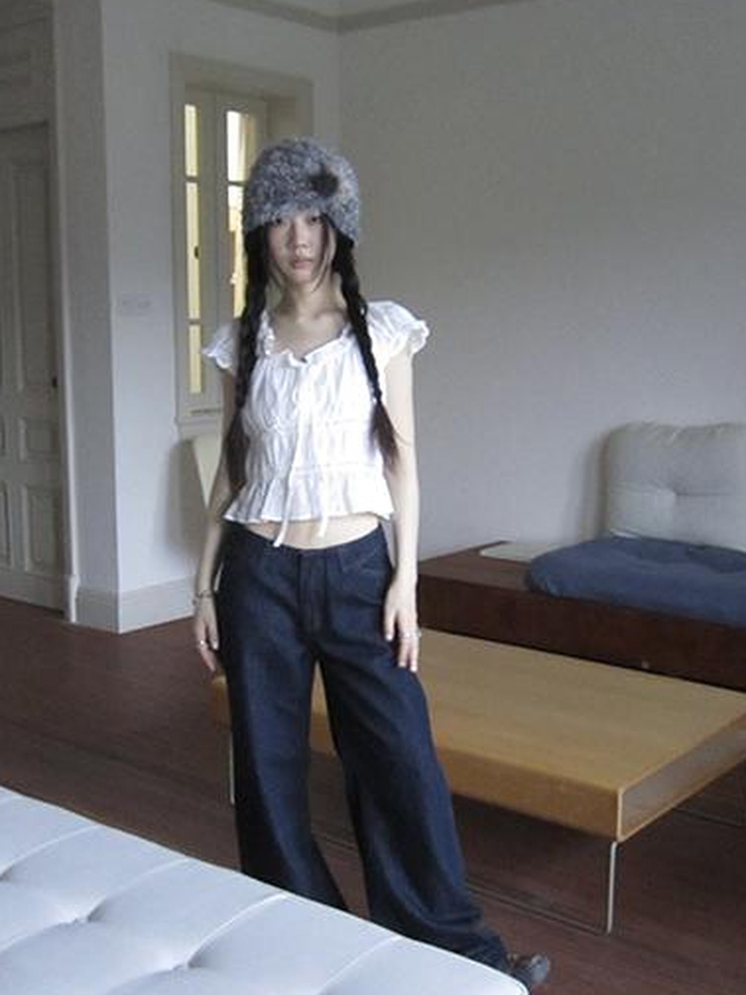 ang project Summer Ballet V-Neck Pleated Waist Shirt