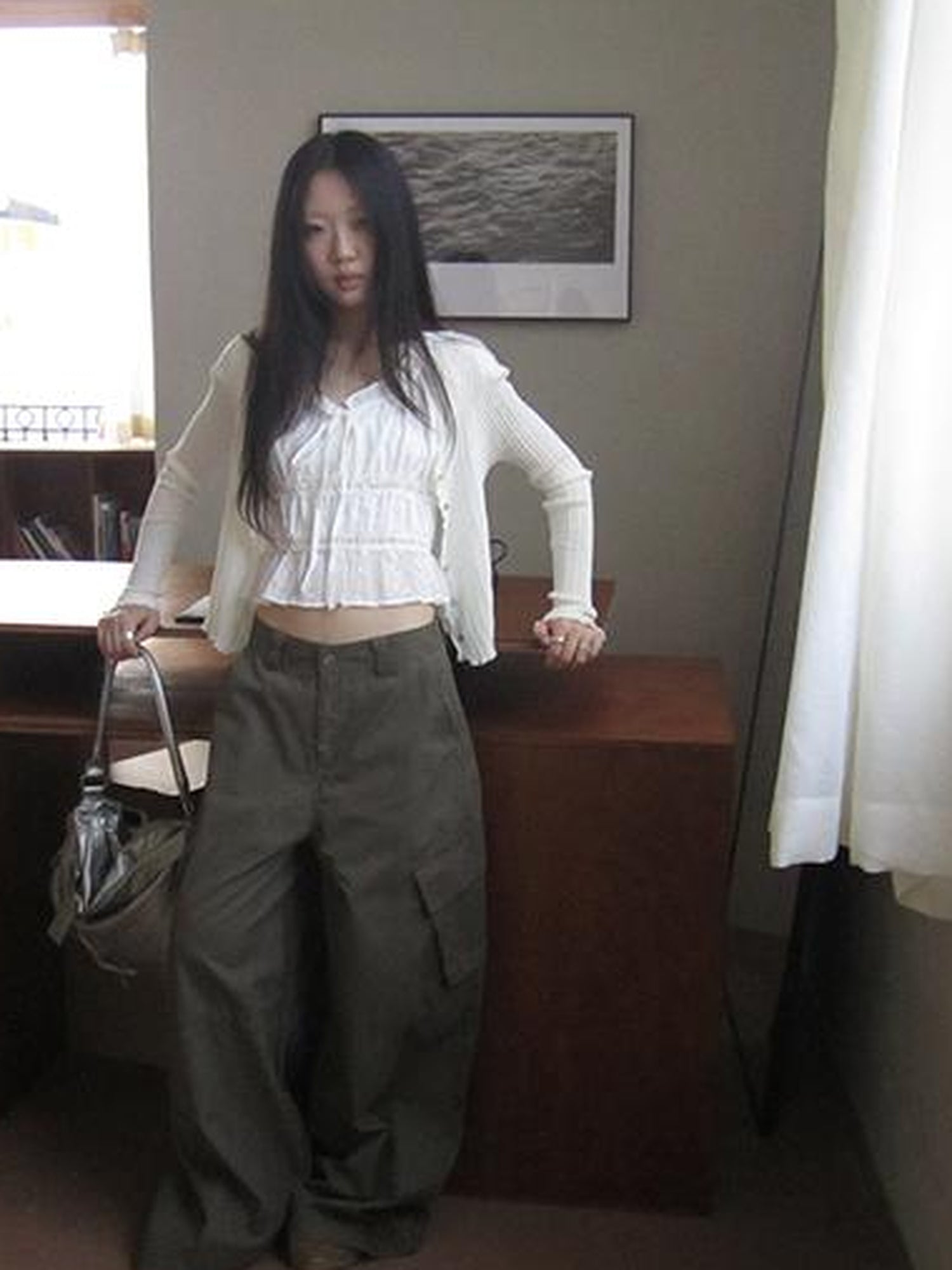 ang project Summer Ballet V-Neck Pleated Waist Shirt