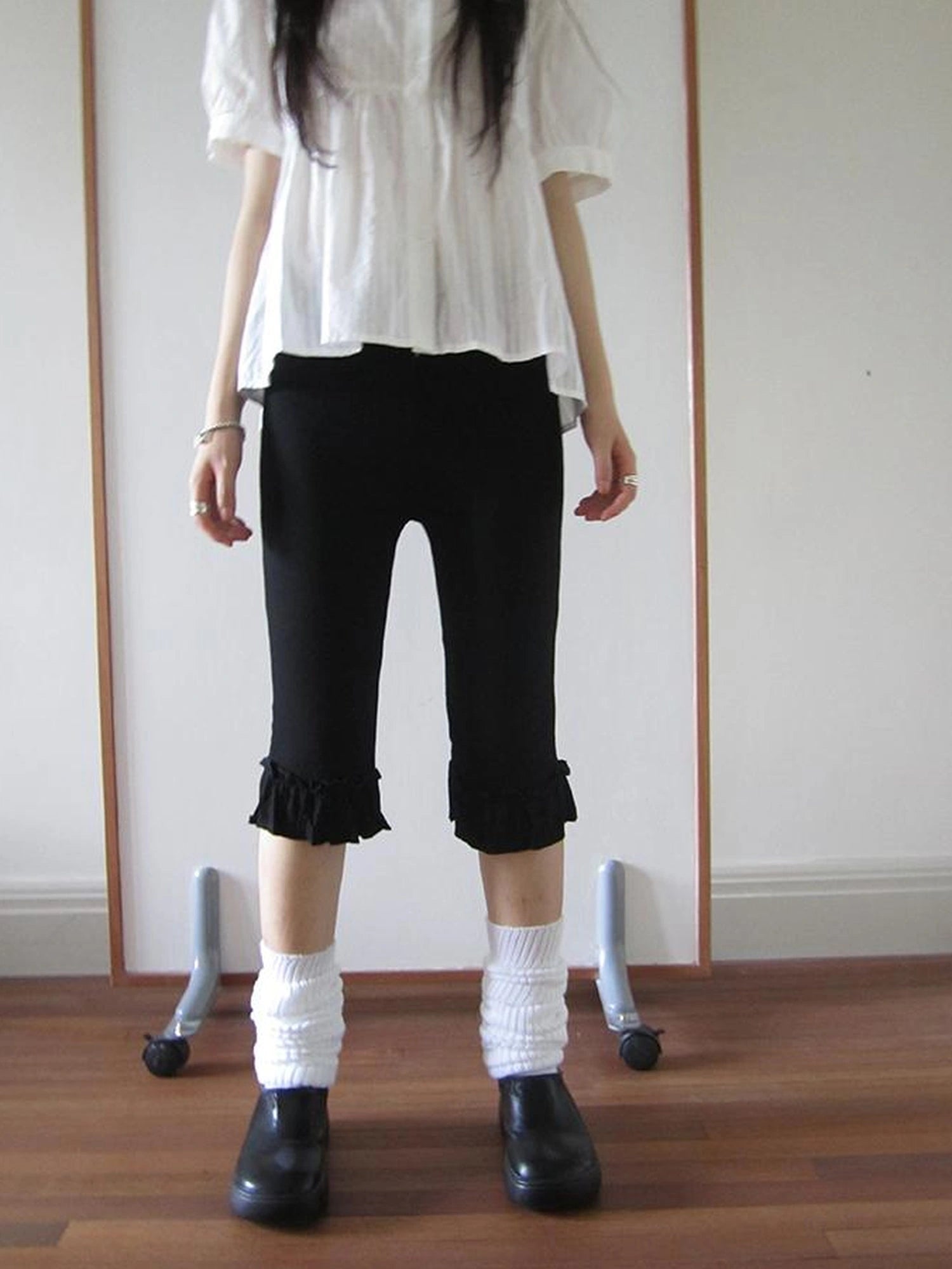 Summer Elastic Waist Ruffled Hem Slimming Shorts