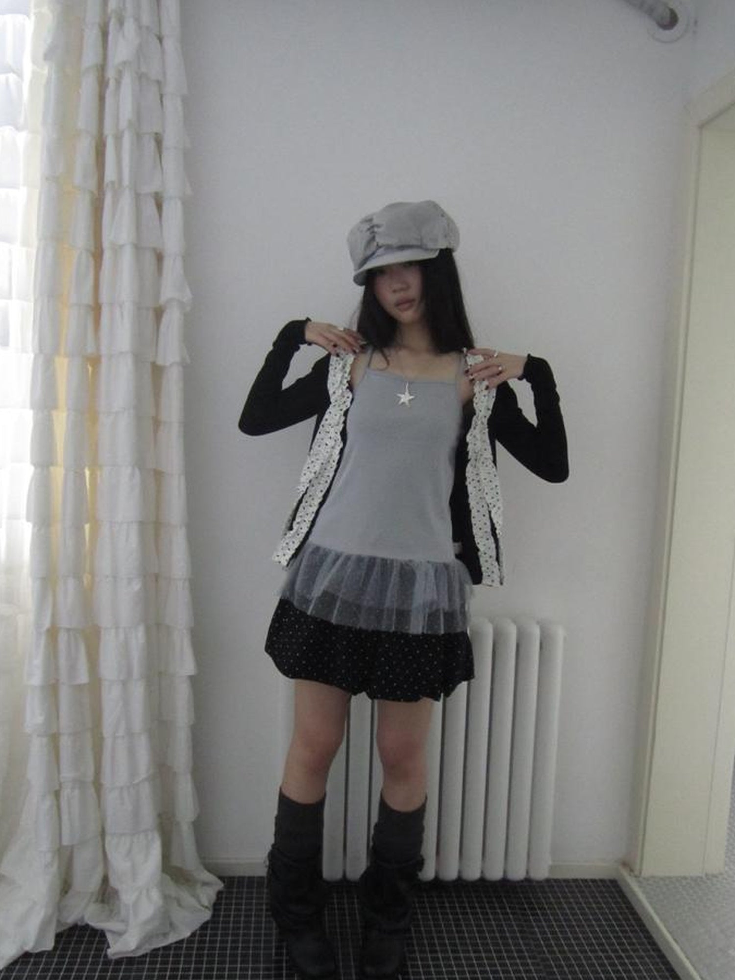 ang project Summer Layered Dot Mesh Spliced Cami Top