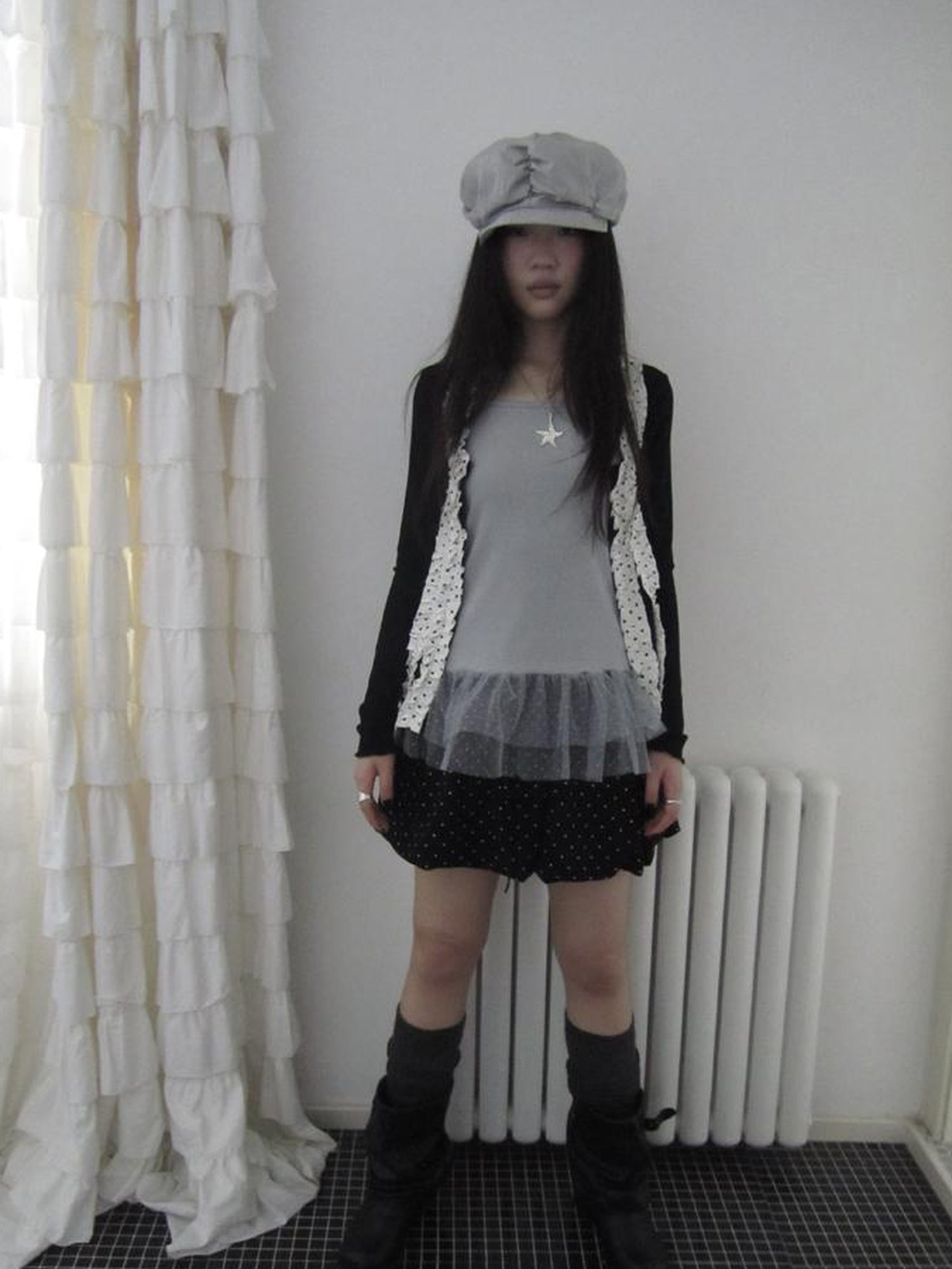 Updateang project Summer Layered Dot Mesh Spliced Cami Top