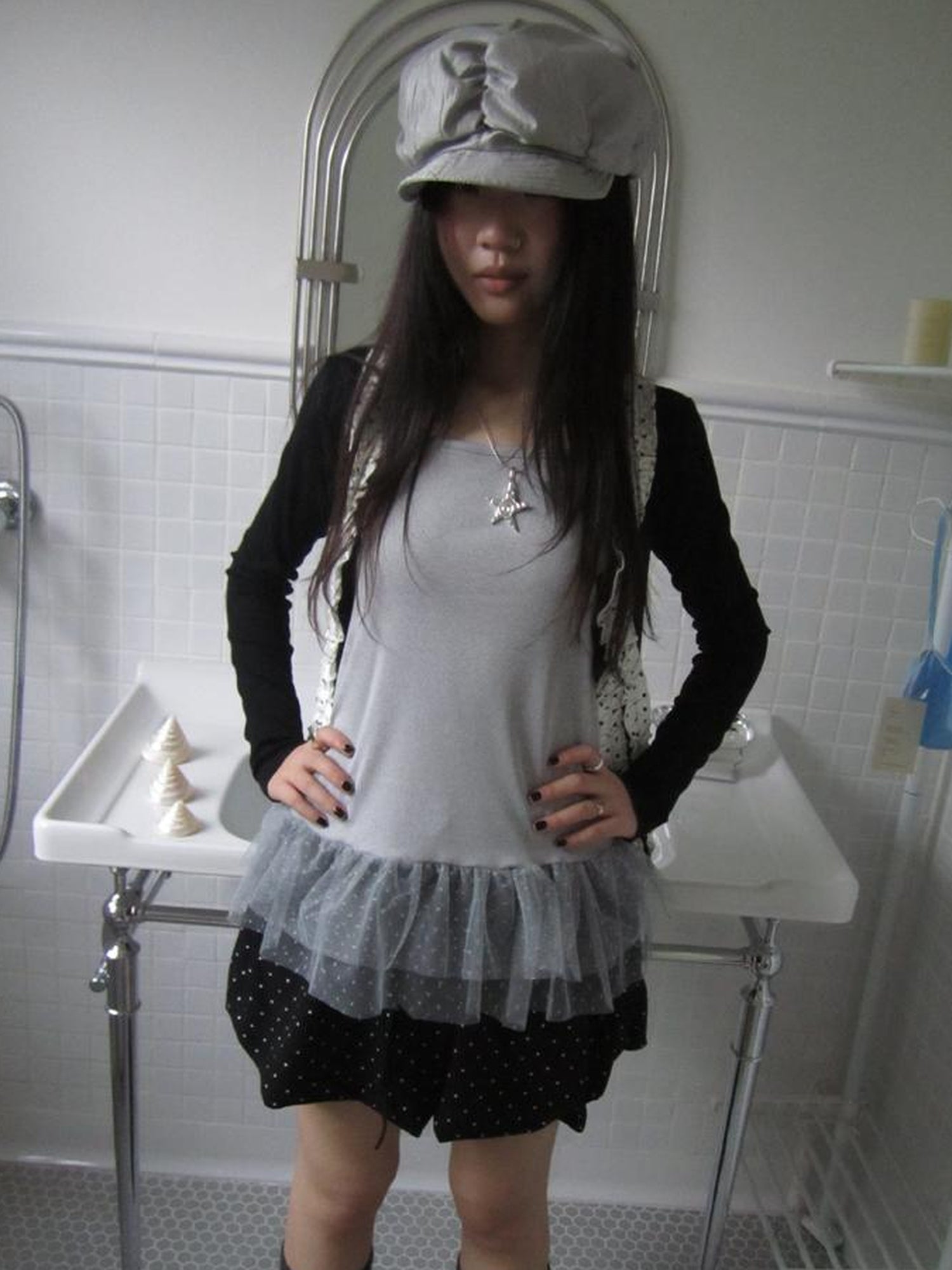 ang project Summer Layered Dot Mesh Spliced Cami Top