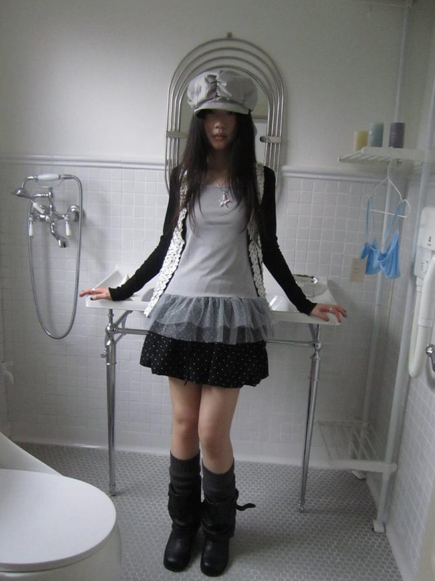 ang project Summer Layered Dot Mesh Spliced Cami Top