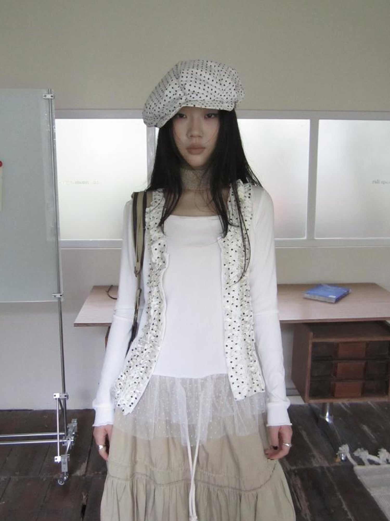 Updateang project Summer Layered Dot Mesh Spliced Cami Top