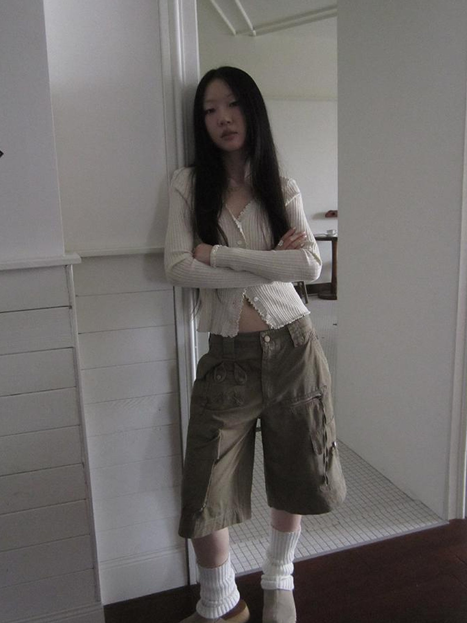ang project Summer Lightweight Lace Trim V-Neck Knit Cardigan
