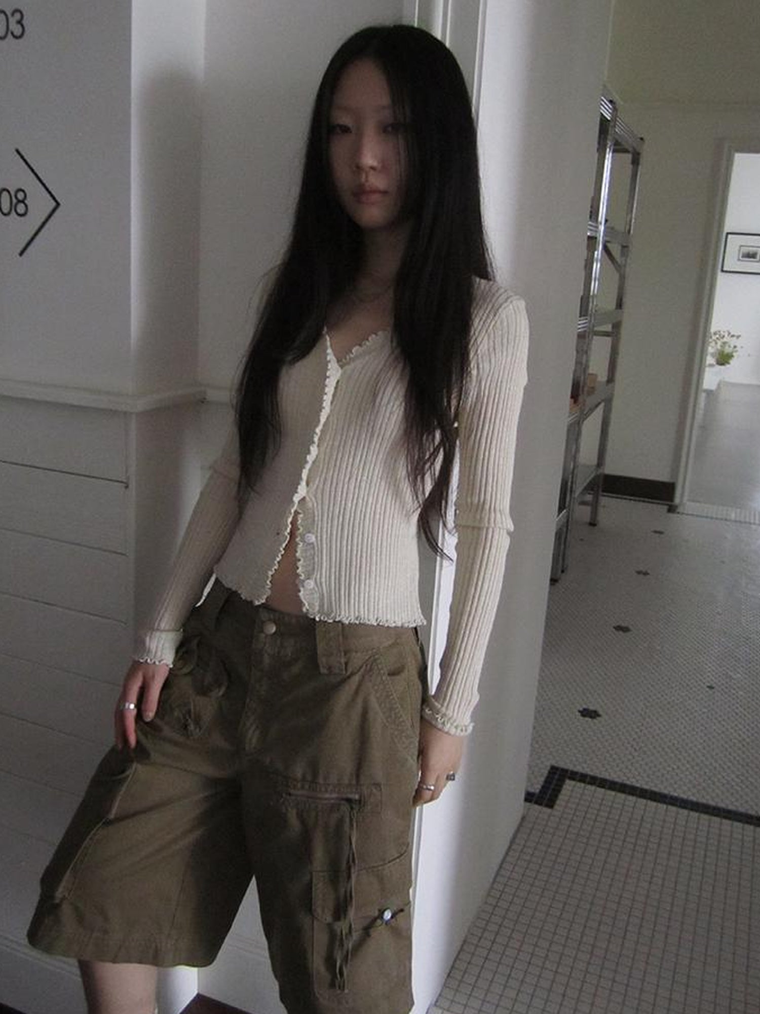 ang project Summer Lightweight Lace Trim V-Neck Knit Cardigan