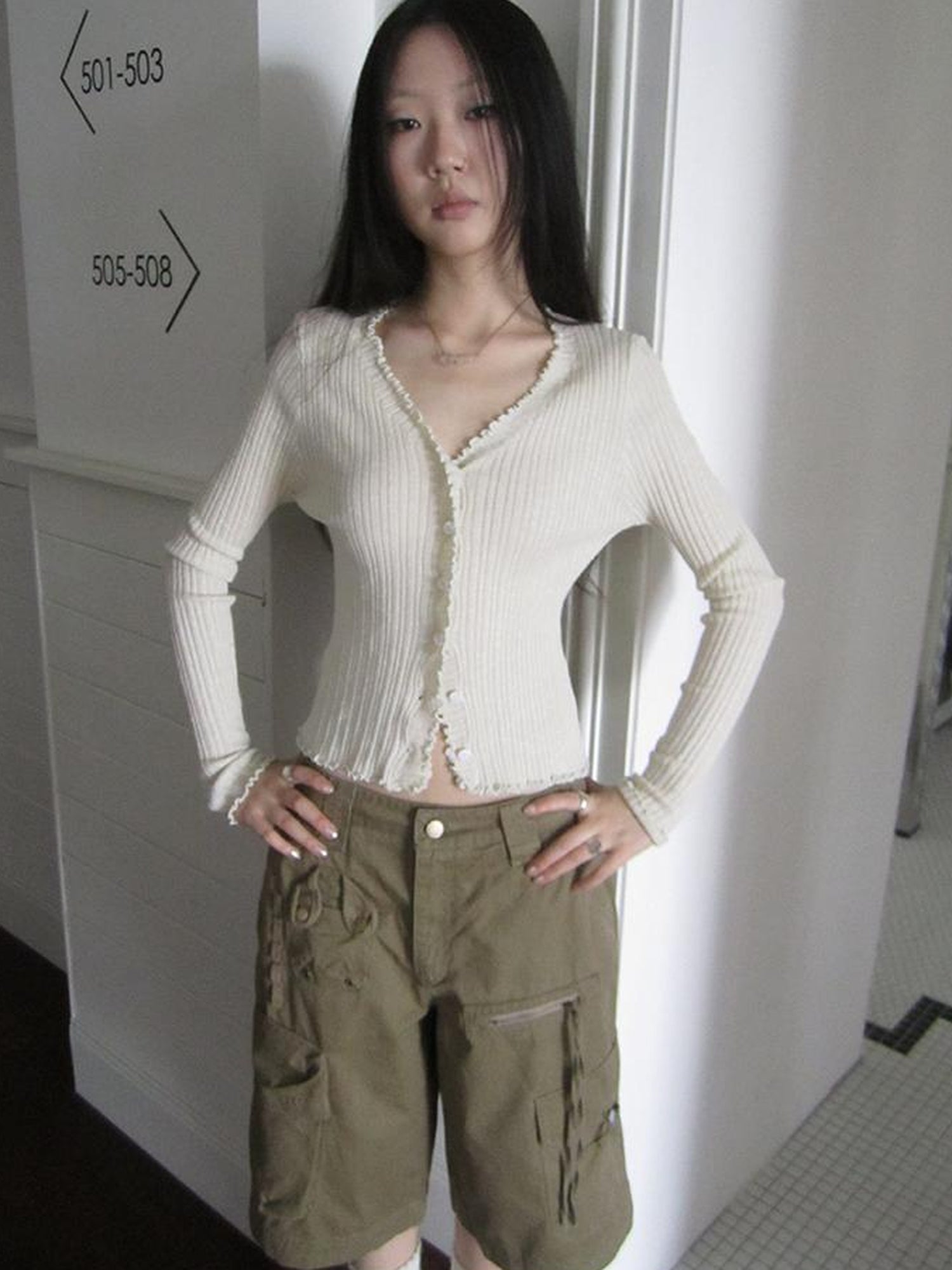 ang project Summer Lightweight Lace Trim V-Neck Knit Cardigan