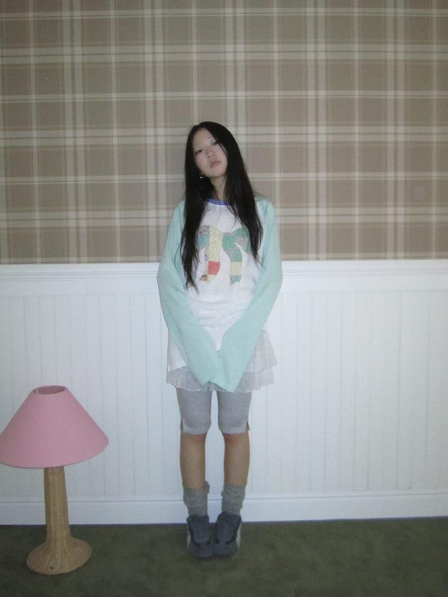 Updateang project Summer Loose Butterfly Print Striped Raglan Tee