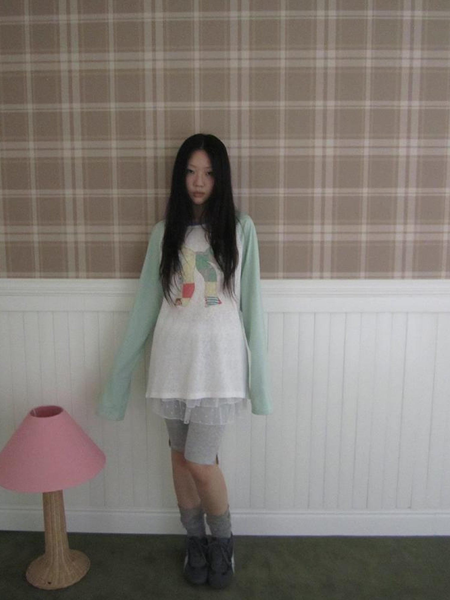 Updateang project Summer Loose Butterfly Print Striped Raglan Tee