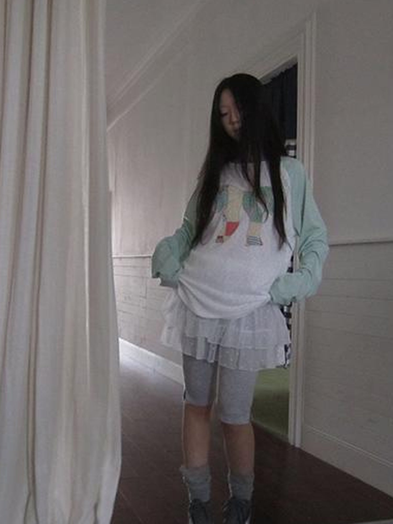 Updateang project Summer Loose Butterfly Print Striped Raglan Tee