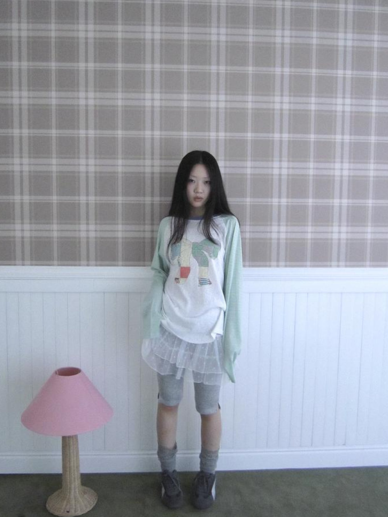 Updateang project Summer Loose Butterfly Print Striped Raglan Tee