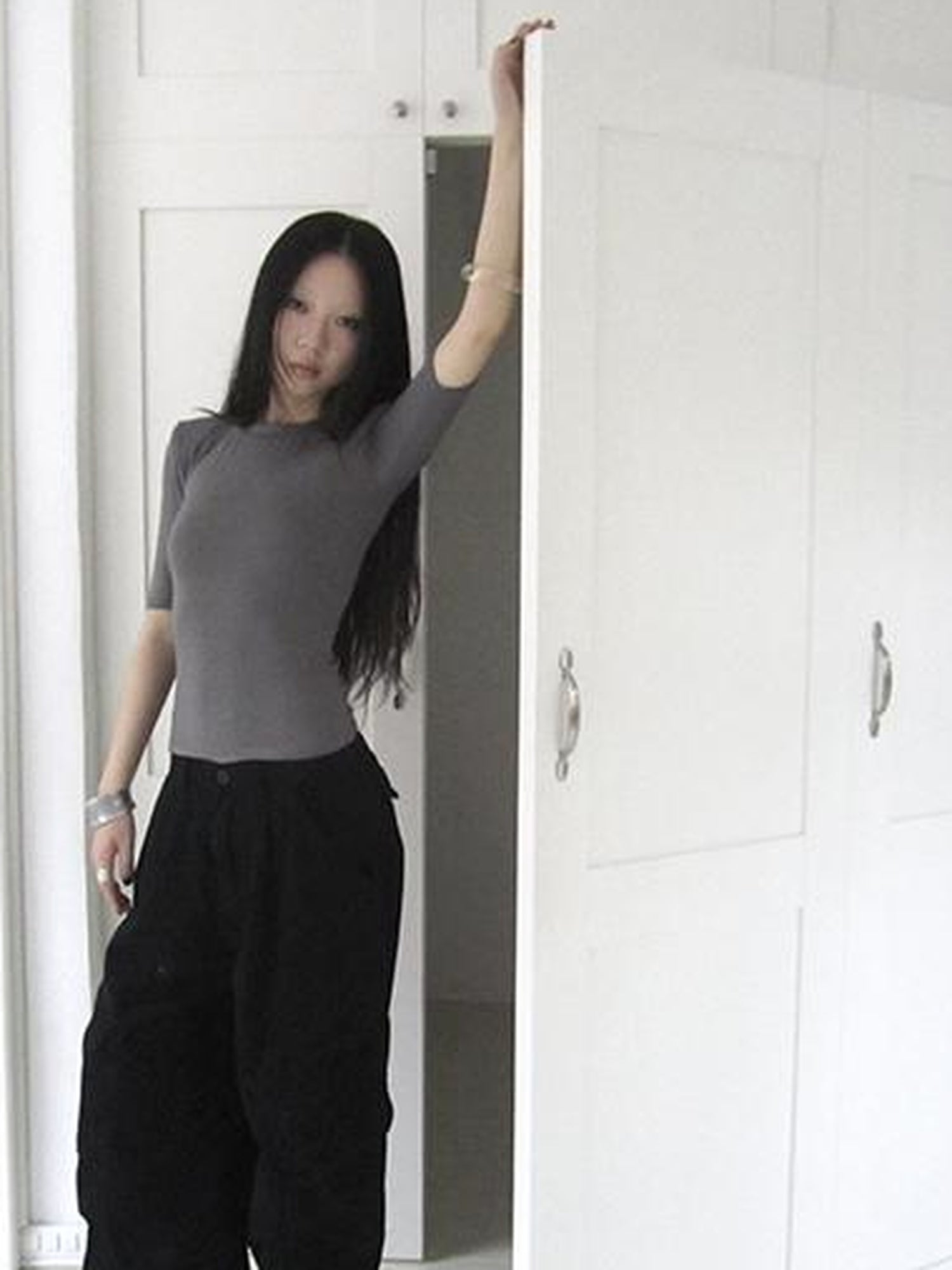 ang project Summer Slim Fit Pure Color Stretch Tee