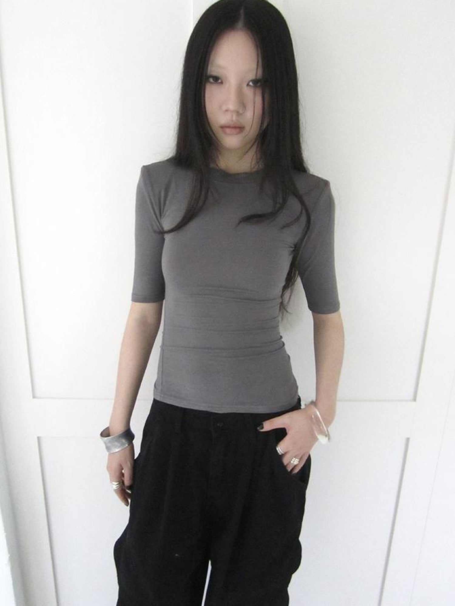 Updateang project Summer Slim Fit Pure Color Stretch Tee