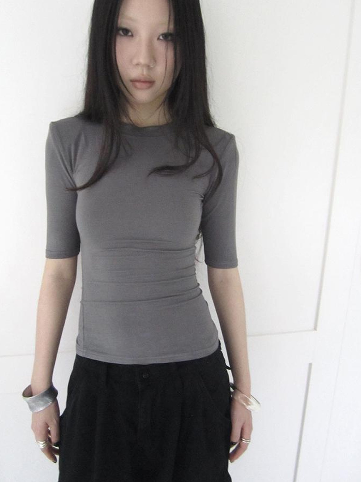 Updateang project Summer Slim Fit Pure Color Stretch Tee
