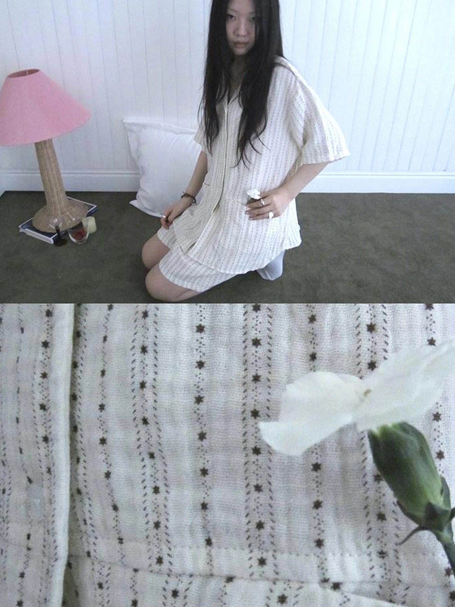 Summer Star Double Layer Cotton Gauze Short Sleeve Sleepwear Set