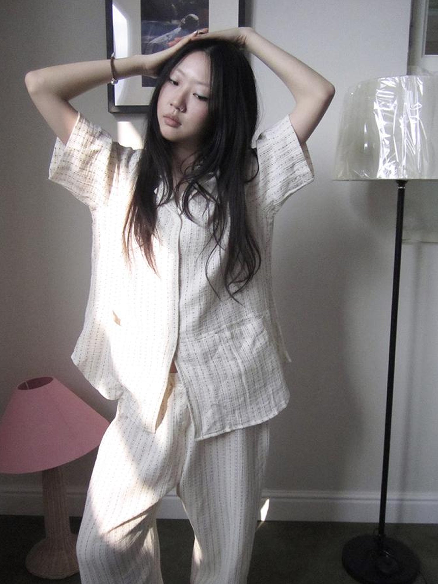 ang project Summer Star Double Layer Cotton Gauze Short Sleeve Sleepwear Set