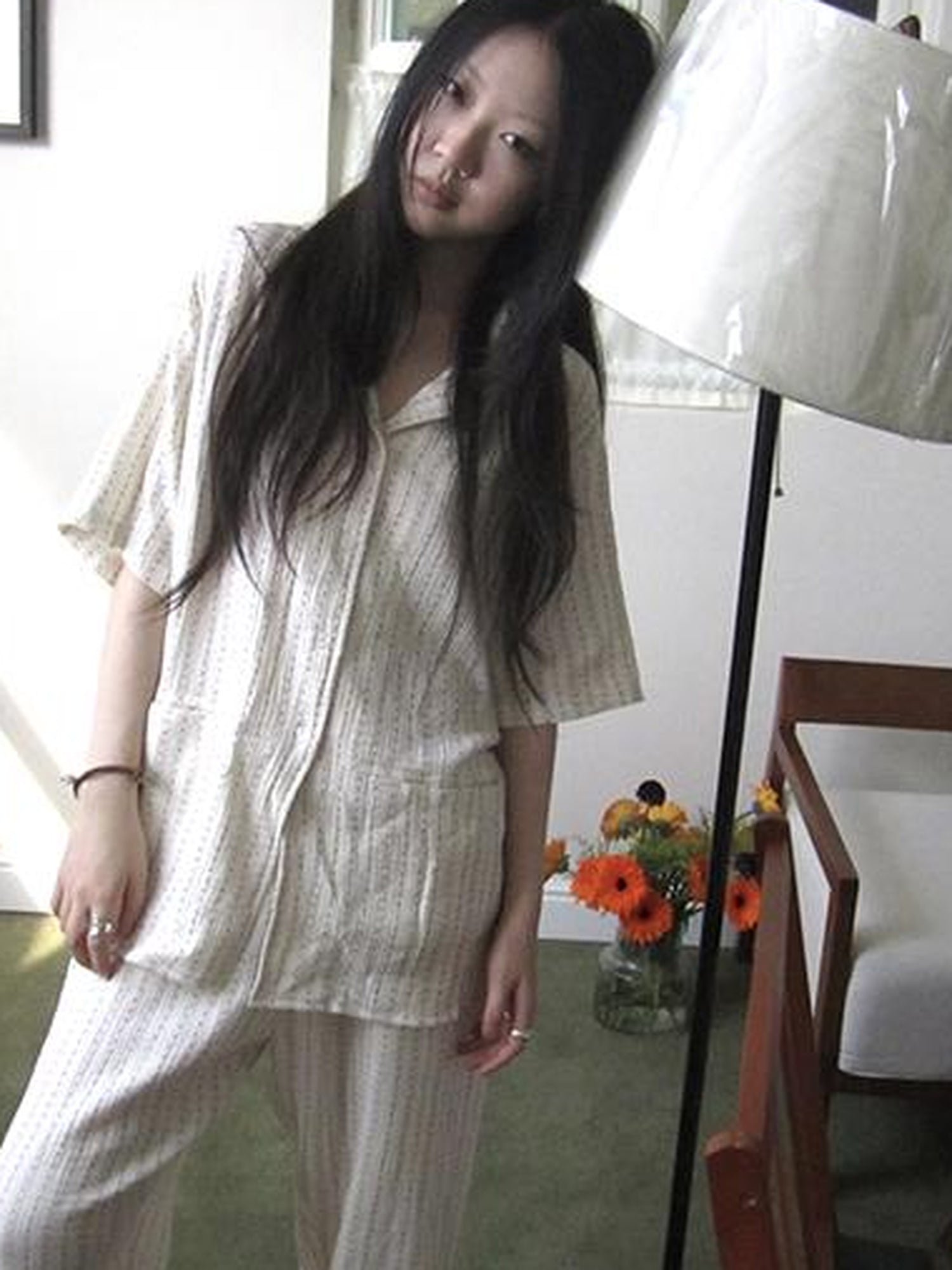 ang project Summer Star Double Layer Cotton Gauze Short Sleeve Sleepwear Set