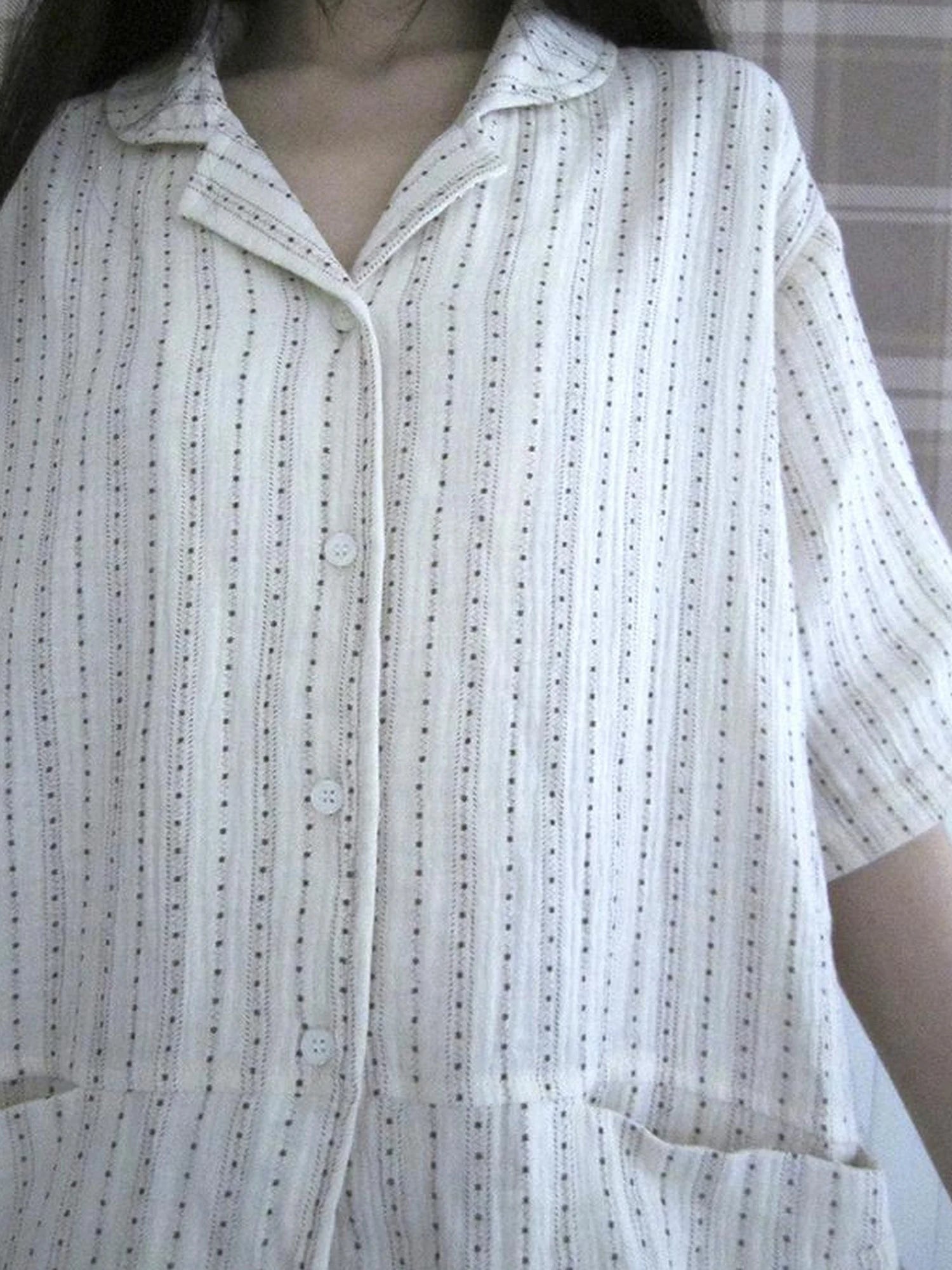 Summer Star Double Layer Cotton Gauze Short Sleeve Sleepwear Set