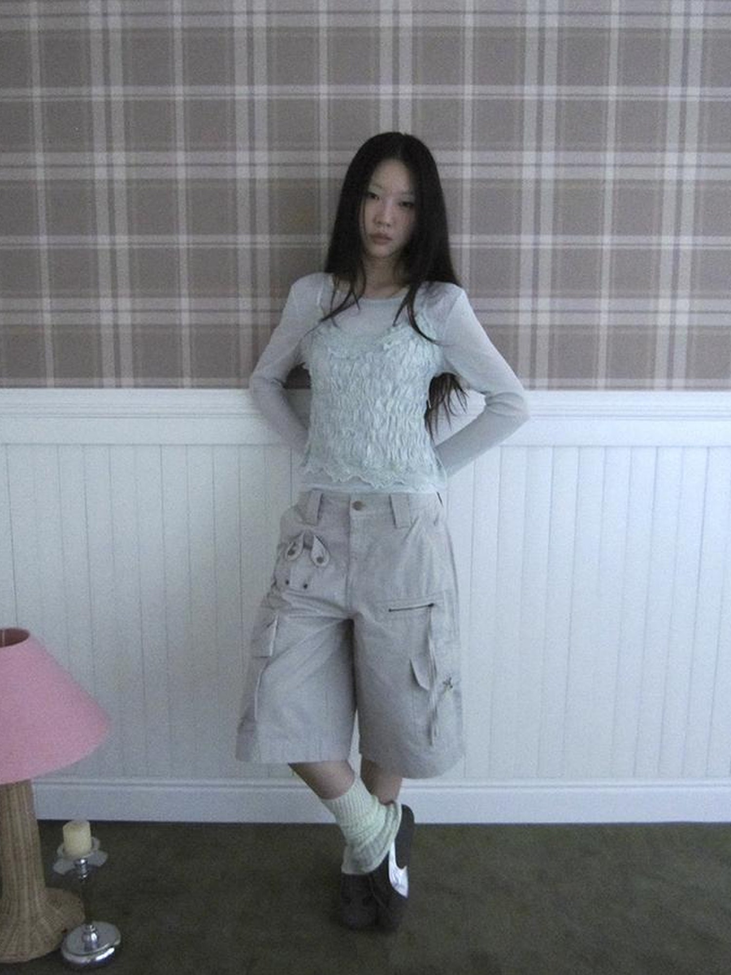 Updateang project Summer Textured Lace Sleeve Layering Vest Set