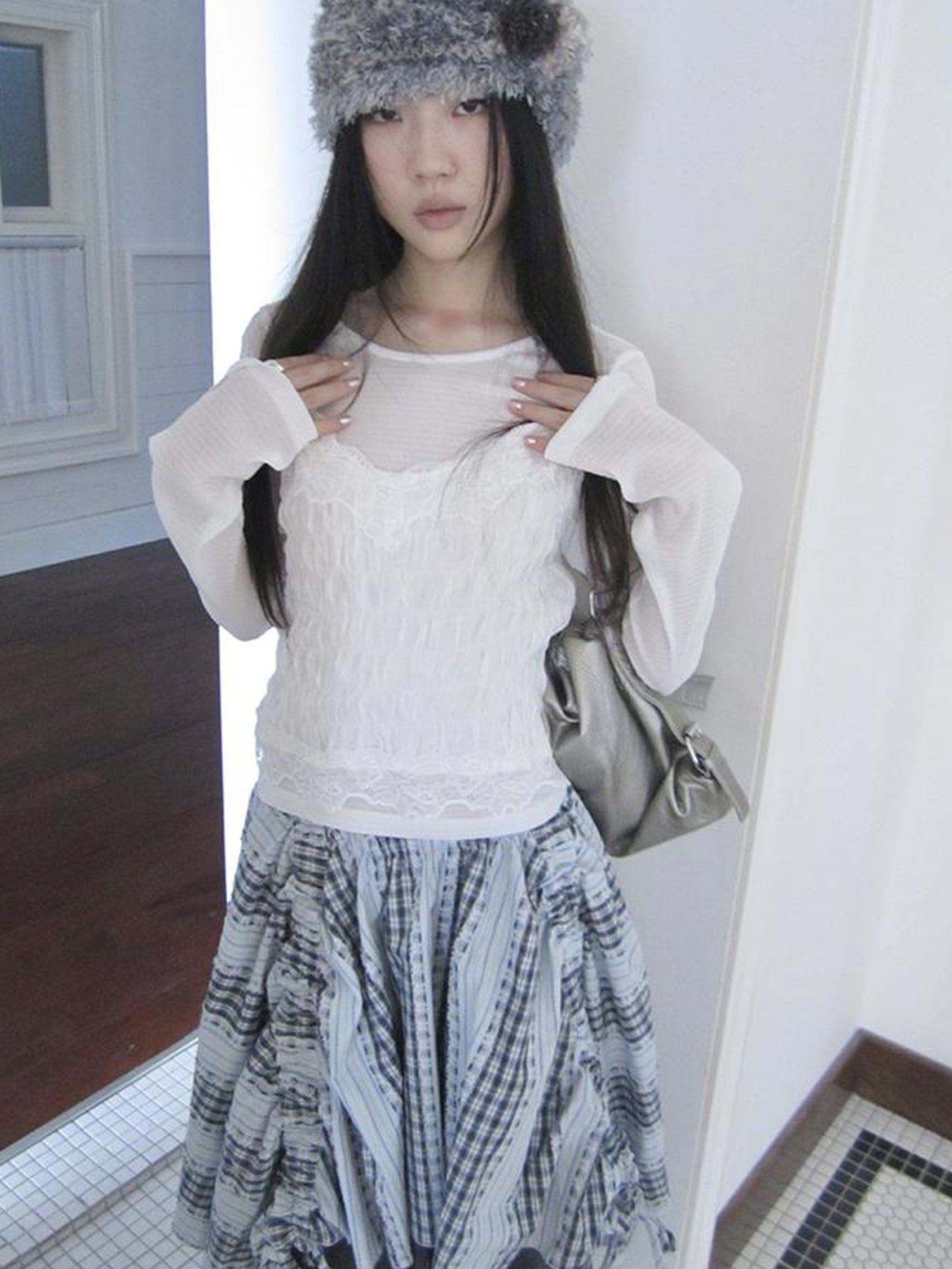 Updateang project Summer Textured Lace Sleeve Layering Vest Set
