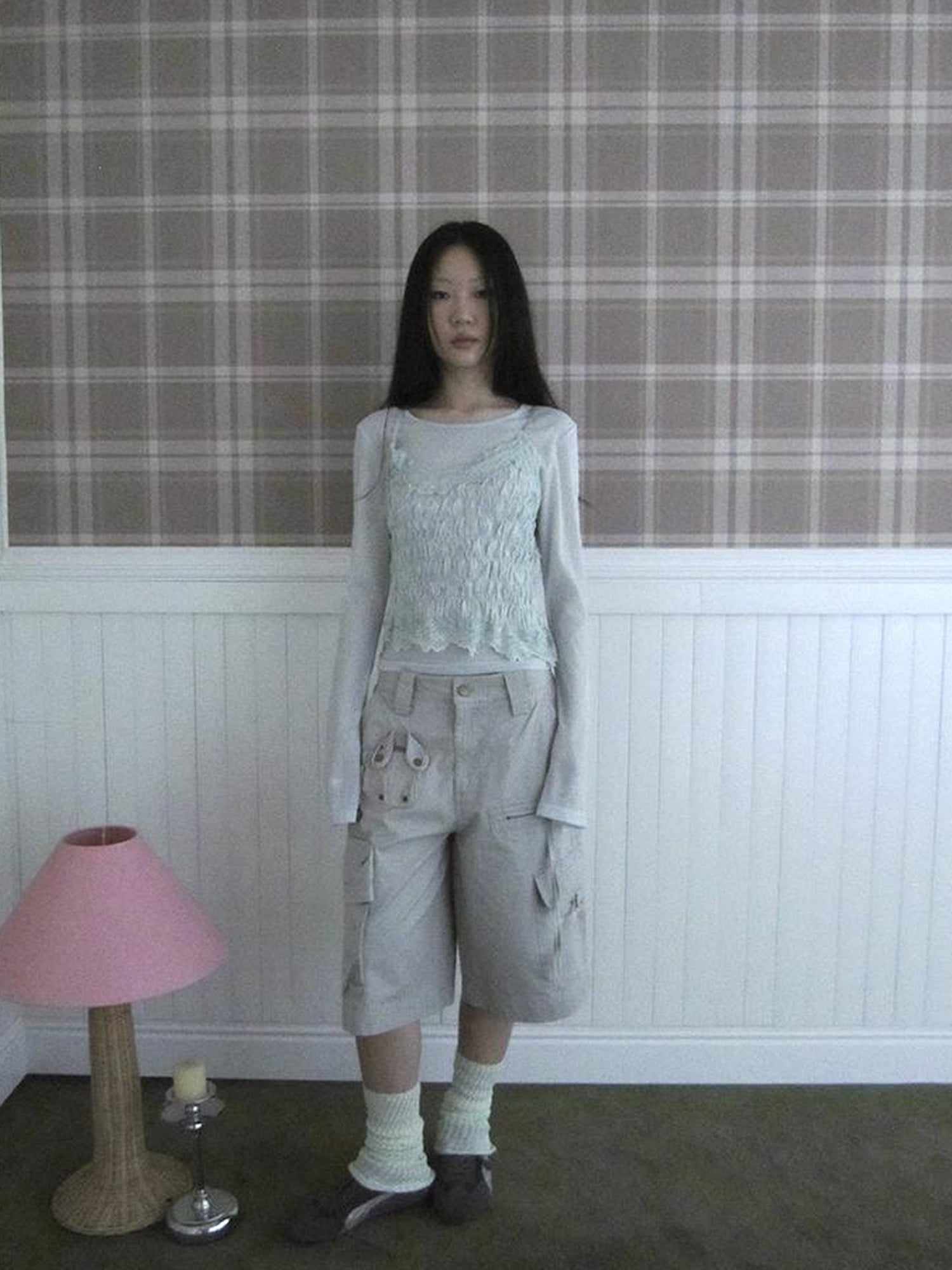 Updateang project Summer Textured Lace Sleeve Layering Vest Set
