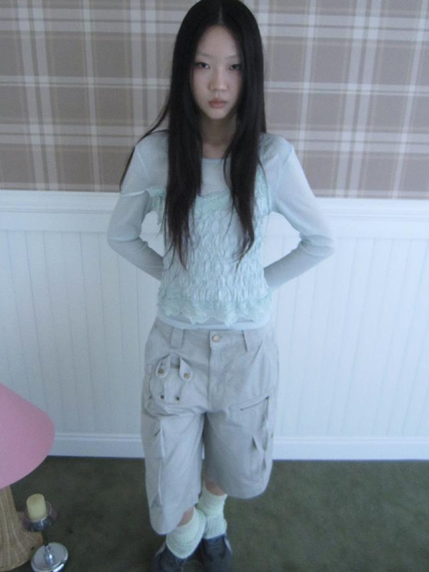 Updateang project Summer Textured Lace Sleeve Layering Vest Set