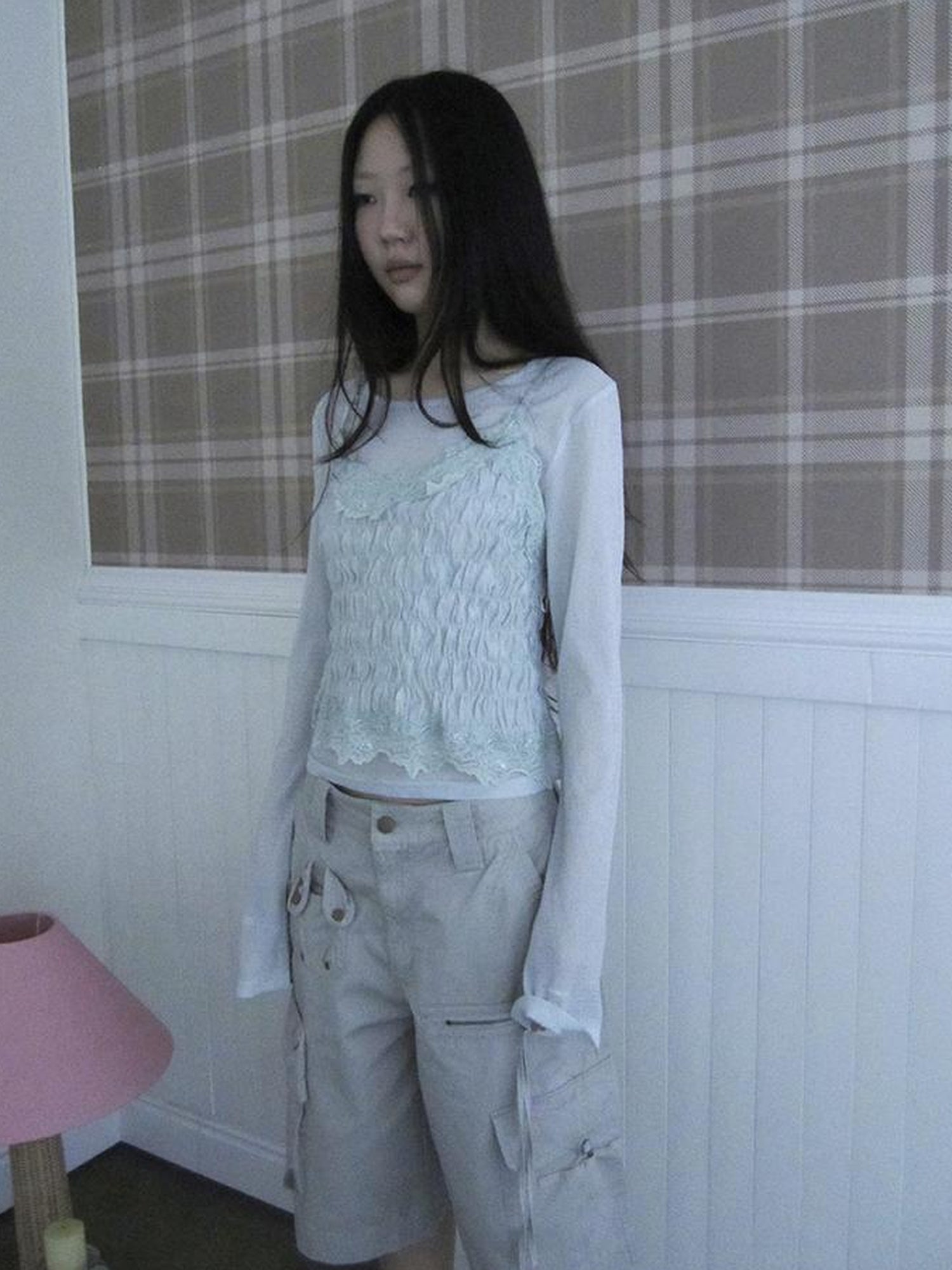 Updateang project Summer Textured Lace Sleeve Layering Vest Set