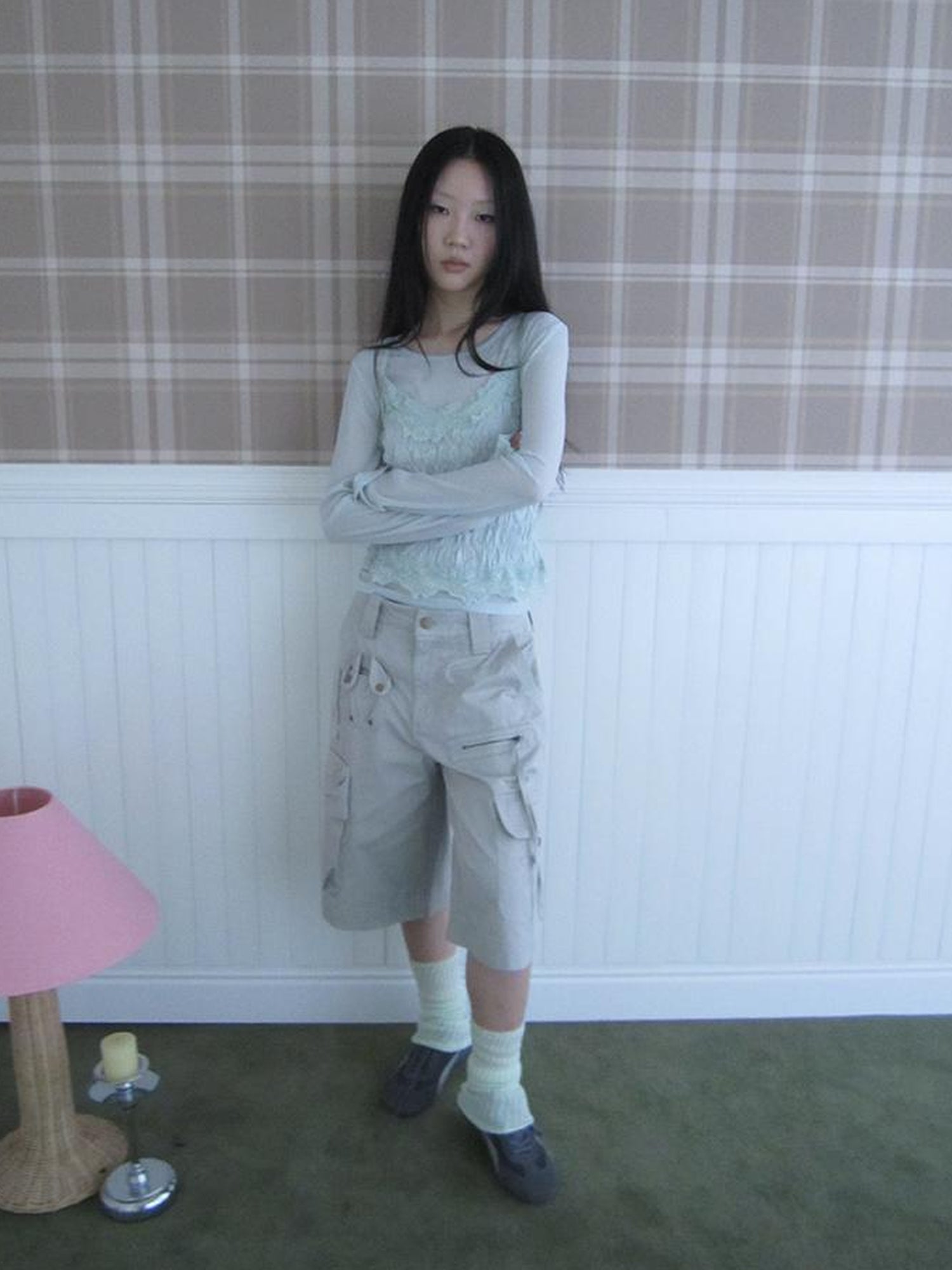 Updateang project Summer Textured Lace Sleeve Layering Vest Set