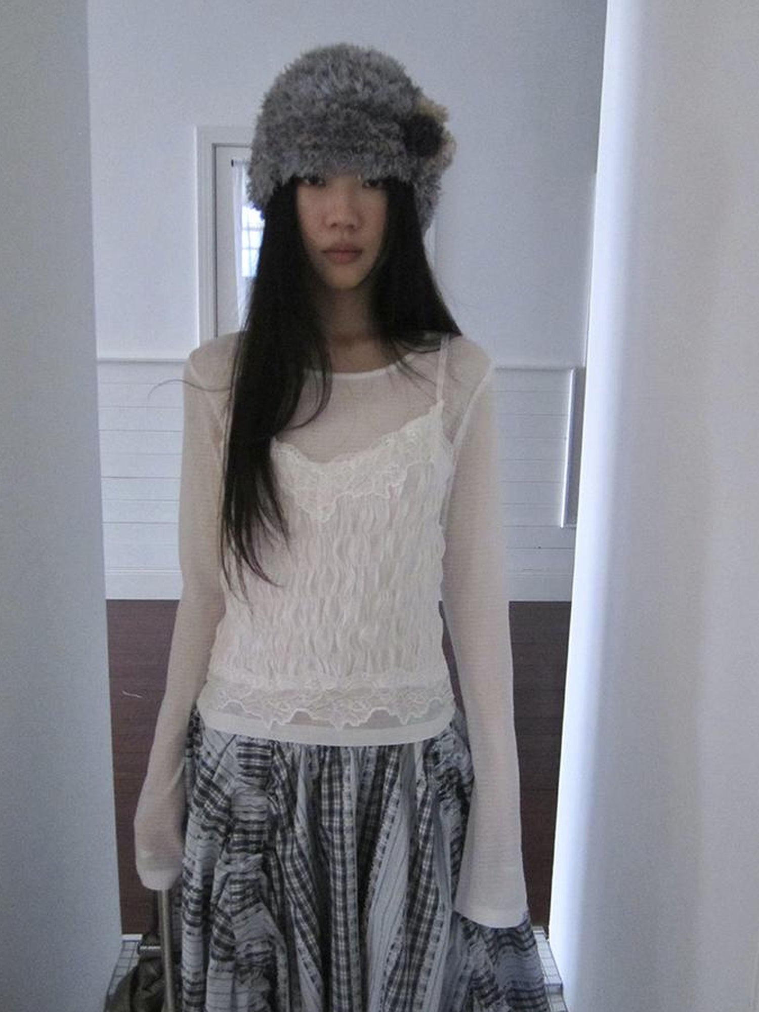 Updateang project Summer Textured Lace Sleeve Layering Vest Set