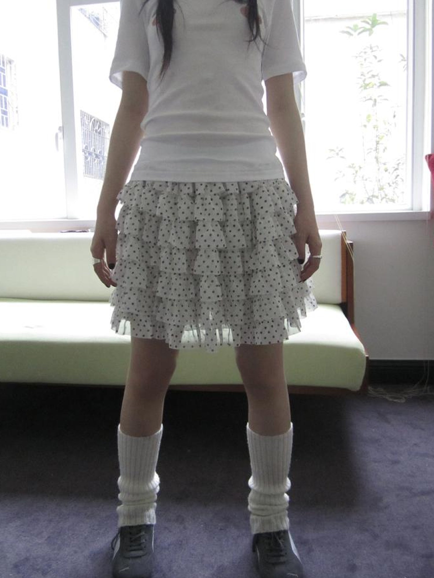 ang project Summer Tiered Ruffle Waist Polka Dot Skirt
