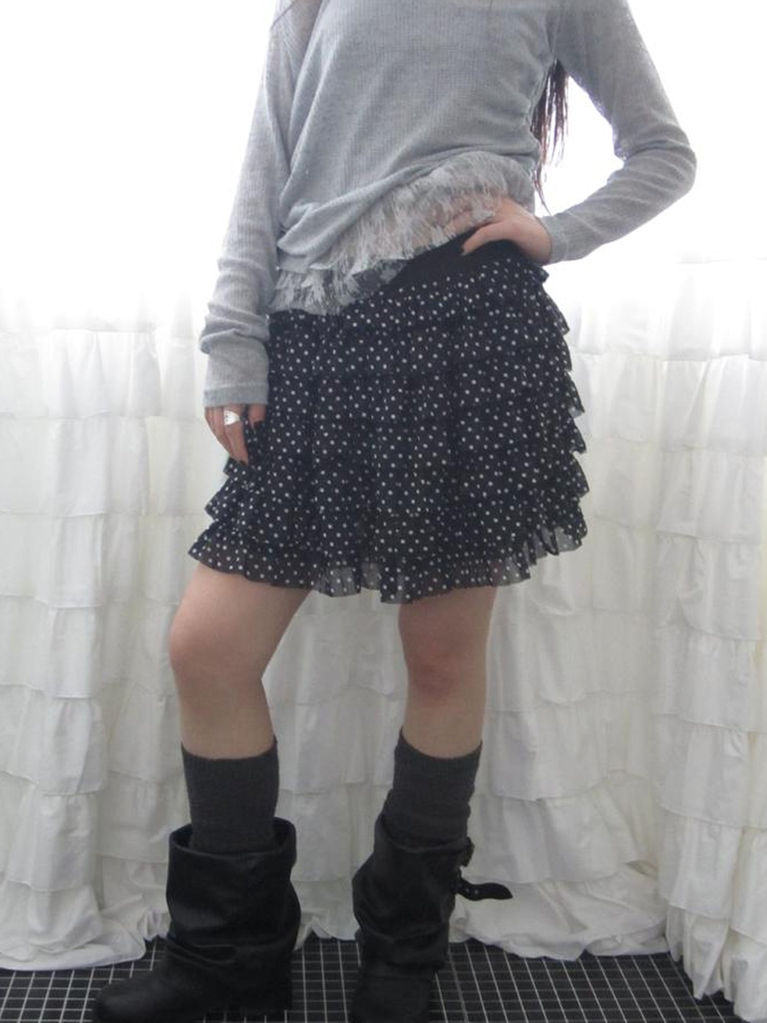 ang project Summer Tiered Ruffle Waist Polka Dot Skirt